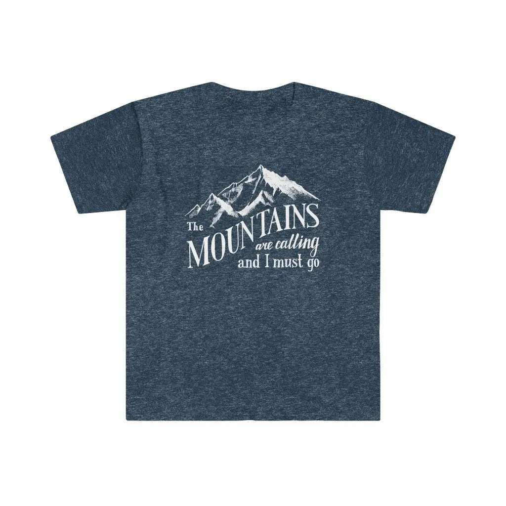 Mountains Are Calling Unisex Softstyle T-Shirt, Hiker, Camper, Adventurer, Climber, Nature Lover Gift Printify