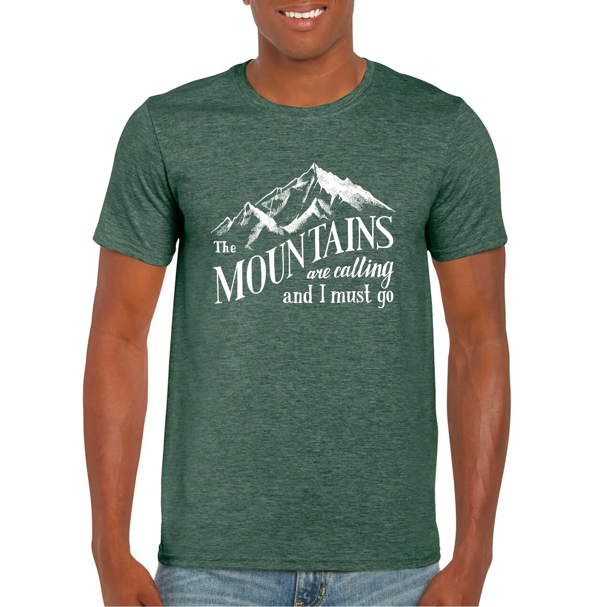 Mountains Are Calling Unisex Softstyle T-Shirt, Hiker, Camper, Adventurer, Climber, Nature Lover Gift Printify