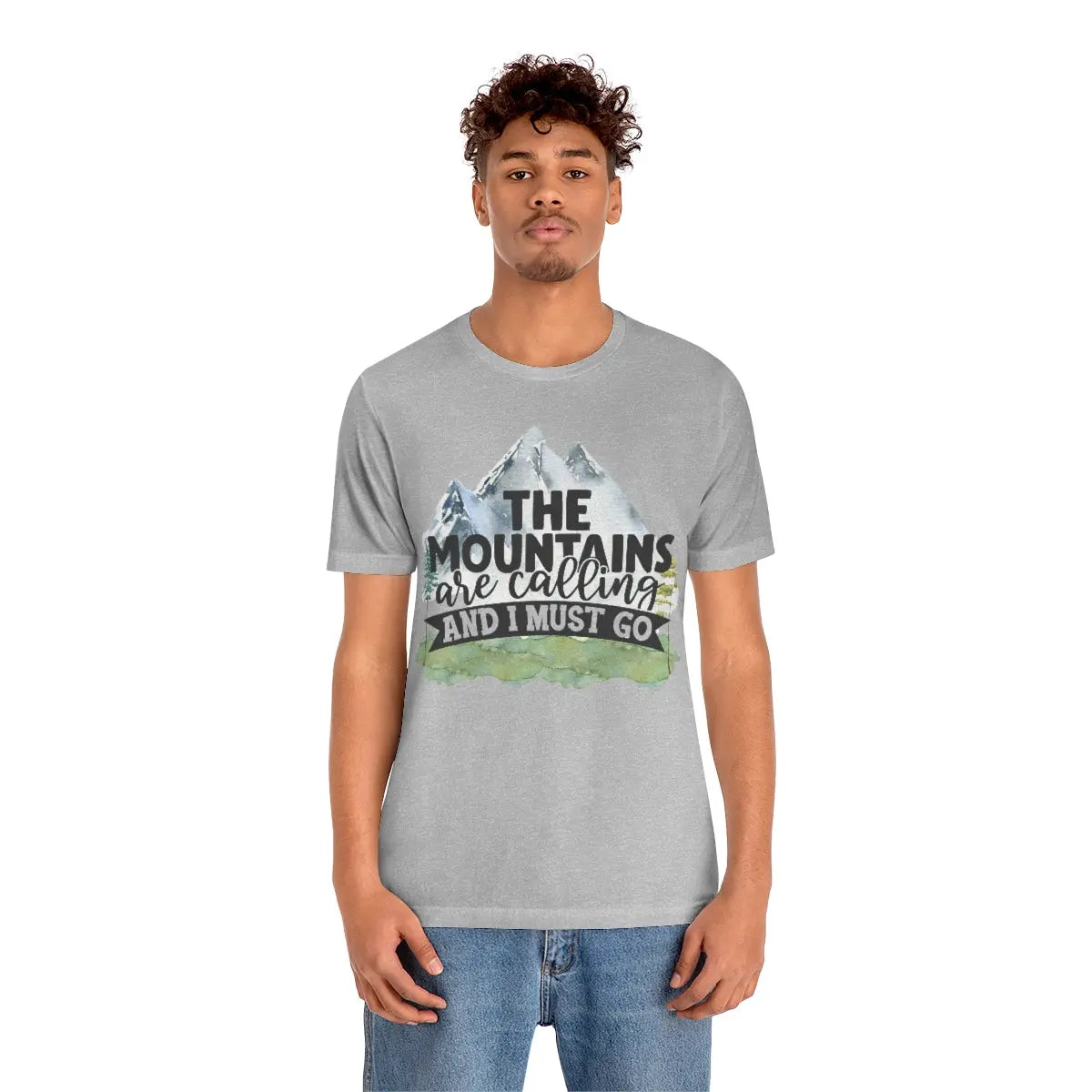 Mountains are Calling Unisex Jersey Short Sleeve Tee, Hiker, Adventurer, Nature Lover Gift Printify