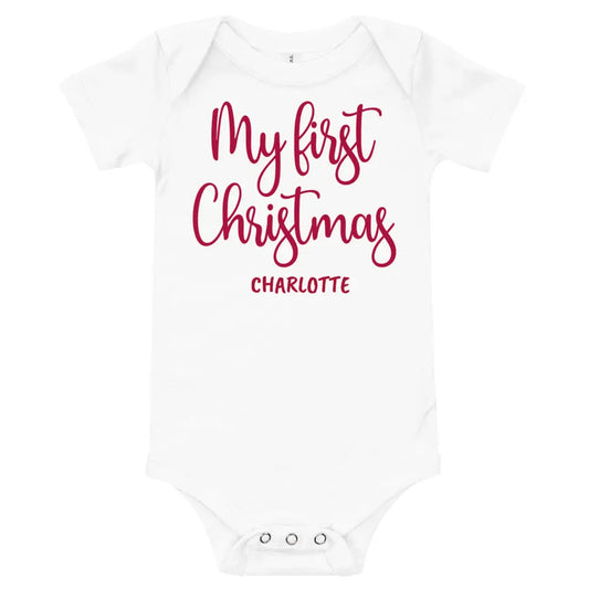 My First Christmas Personalized Baby onesie Amazing Faith Designs