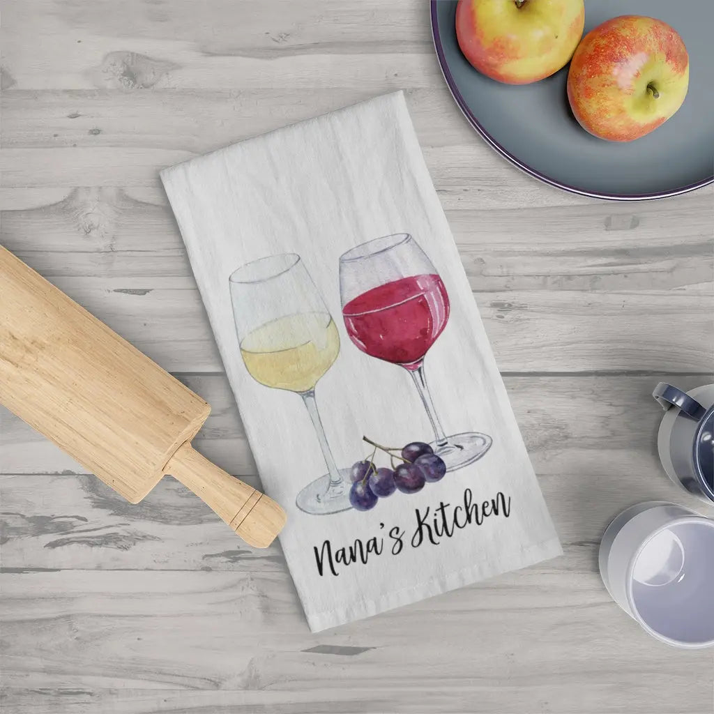 Nana Tea Towel - White Wine, Red Wine - Personalized Printify