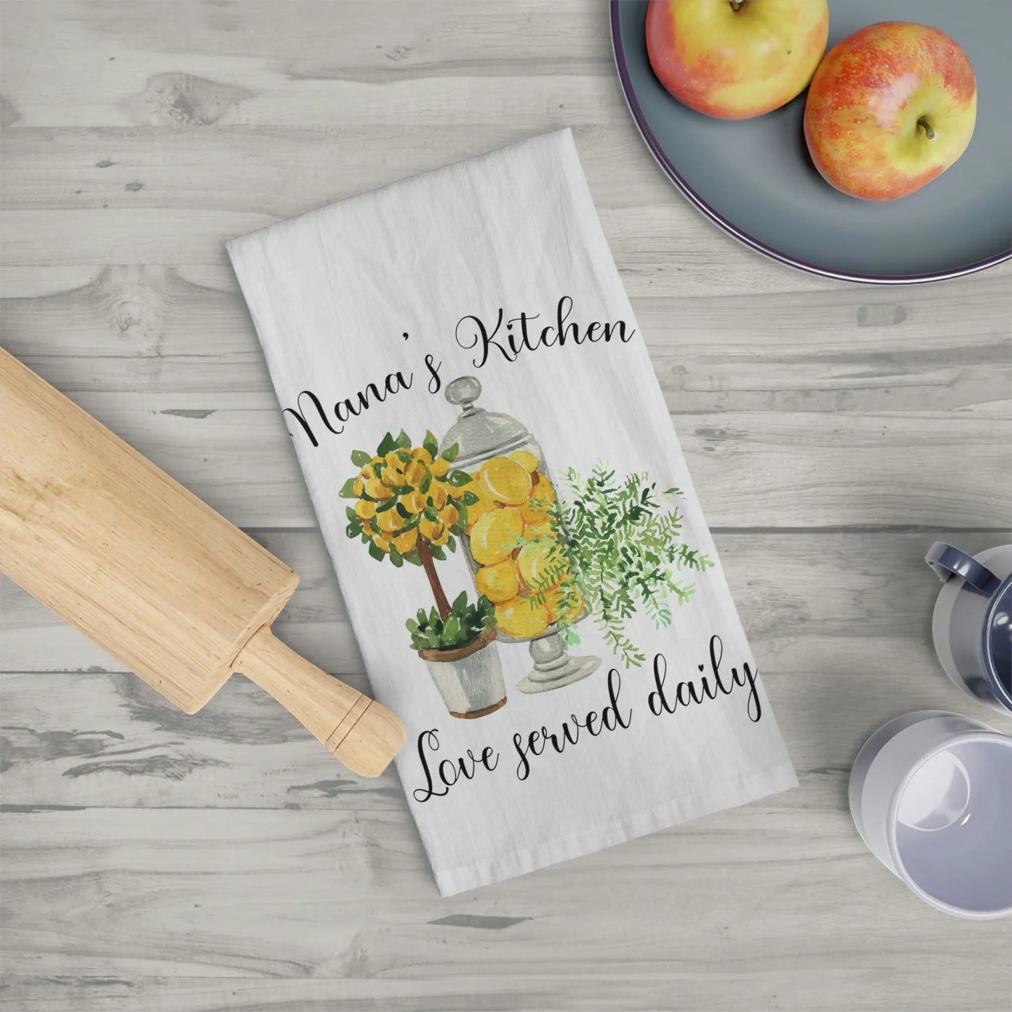 Nana's Kitchen Lemons Tea Towel, Grandma Kitchen Towel, Farmhouse Dish Towel, Cute Kitchen Towel, Gigi, Grammy, Mimi Printify