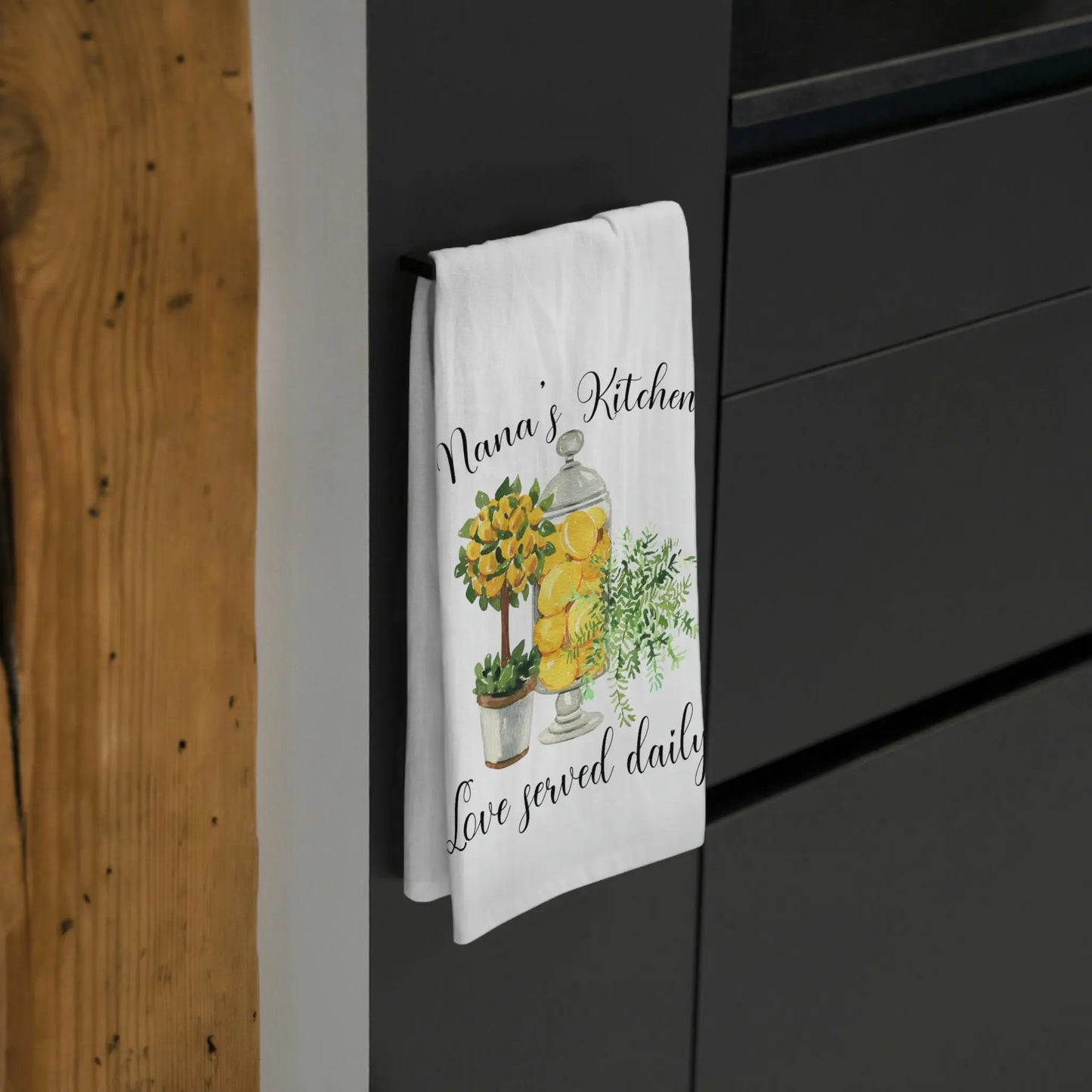 Nana's Kitchen Lemons Tea Towel, Grandma Kitchen Towel, Farmhouse Dish Towel, Cute Kitchen Towel, Gigi, Grammy, Mimi Printify