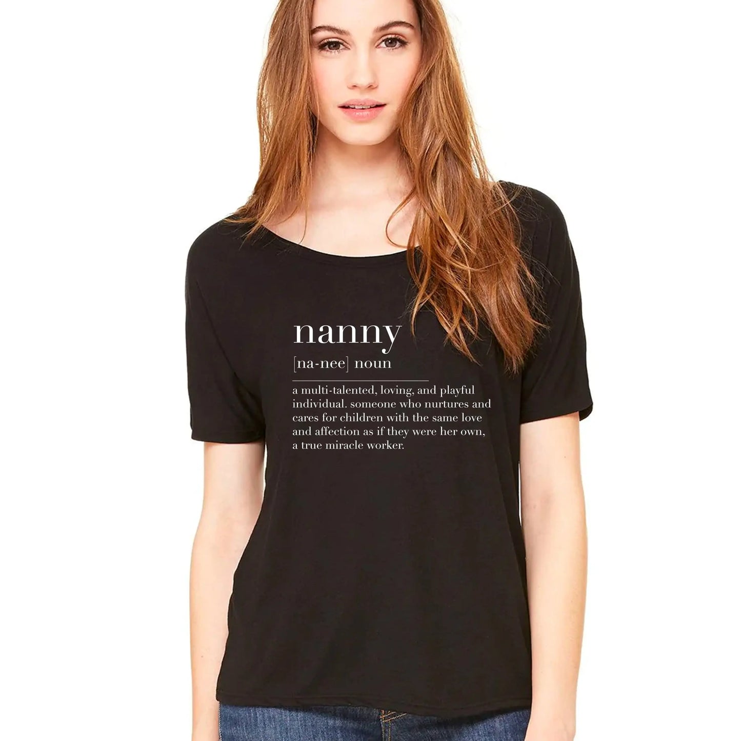 Nanny Definition Womens Flowy T-Shirt SPOD