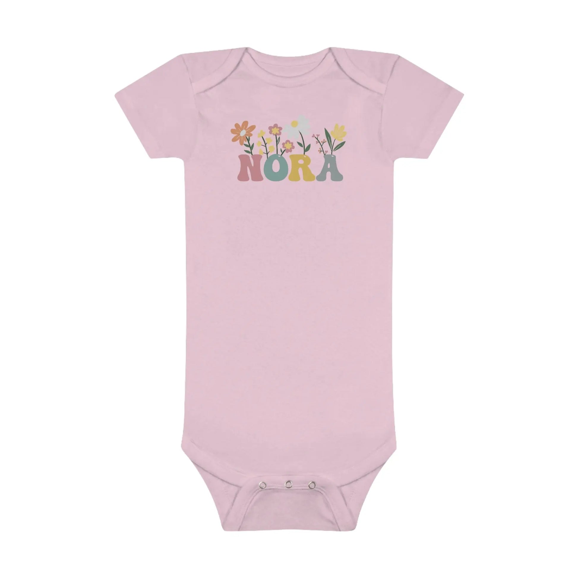 Newborn Flower Name Baby Short Sleeve Onesie® Printify