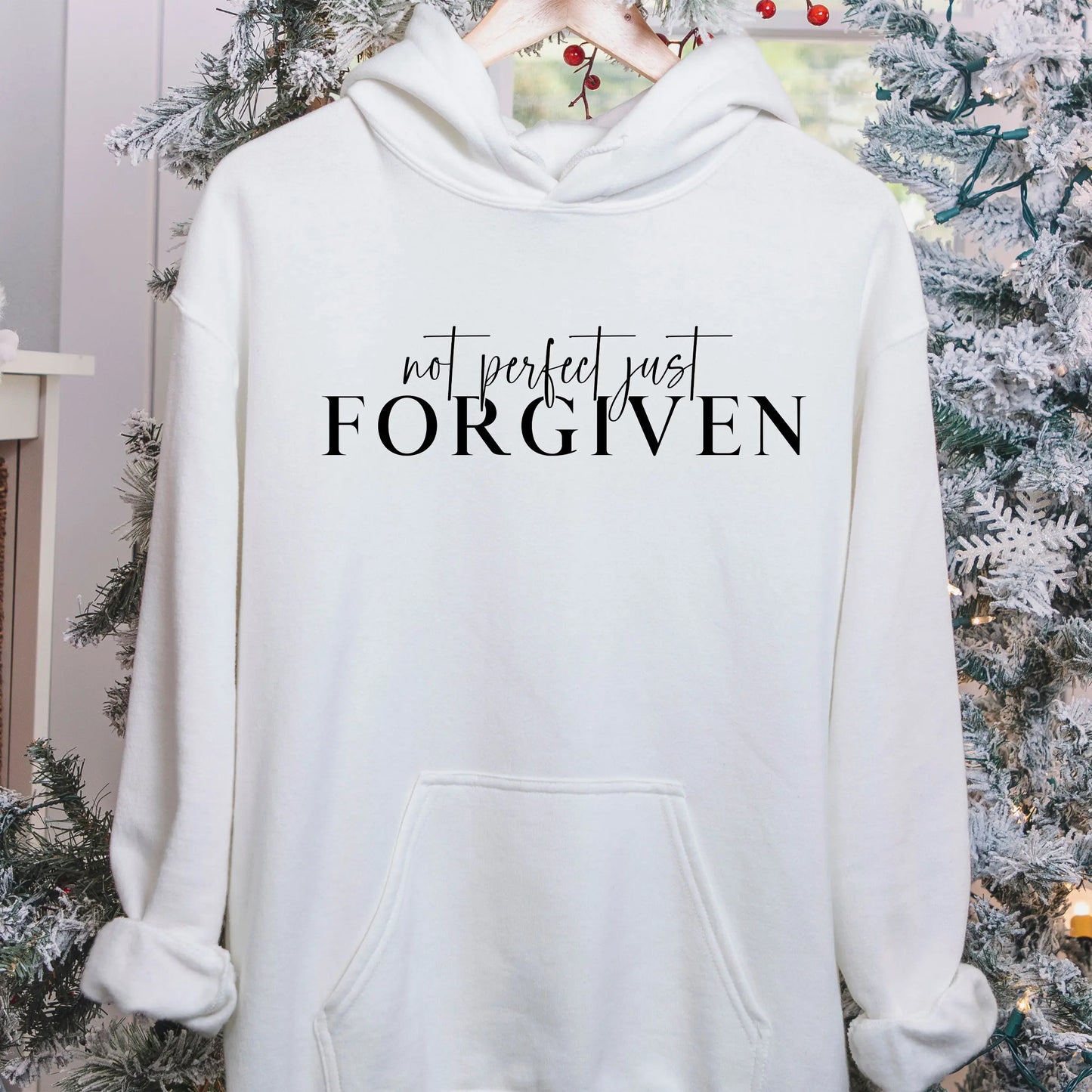 Not Perfect Just Forgiven Unisex Hoodie Sweatshirt, Scripture Shirts, Faith Based Clothing, Christian Tee, Worship Hoodie Printify