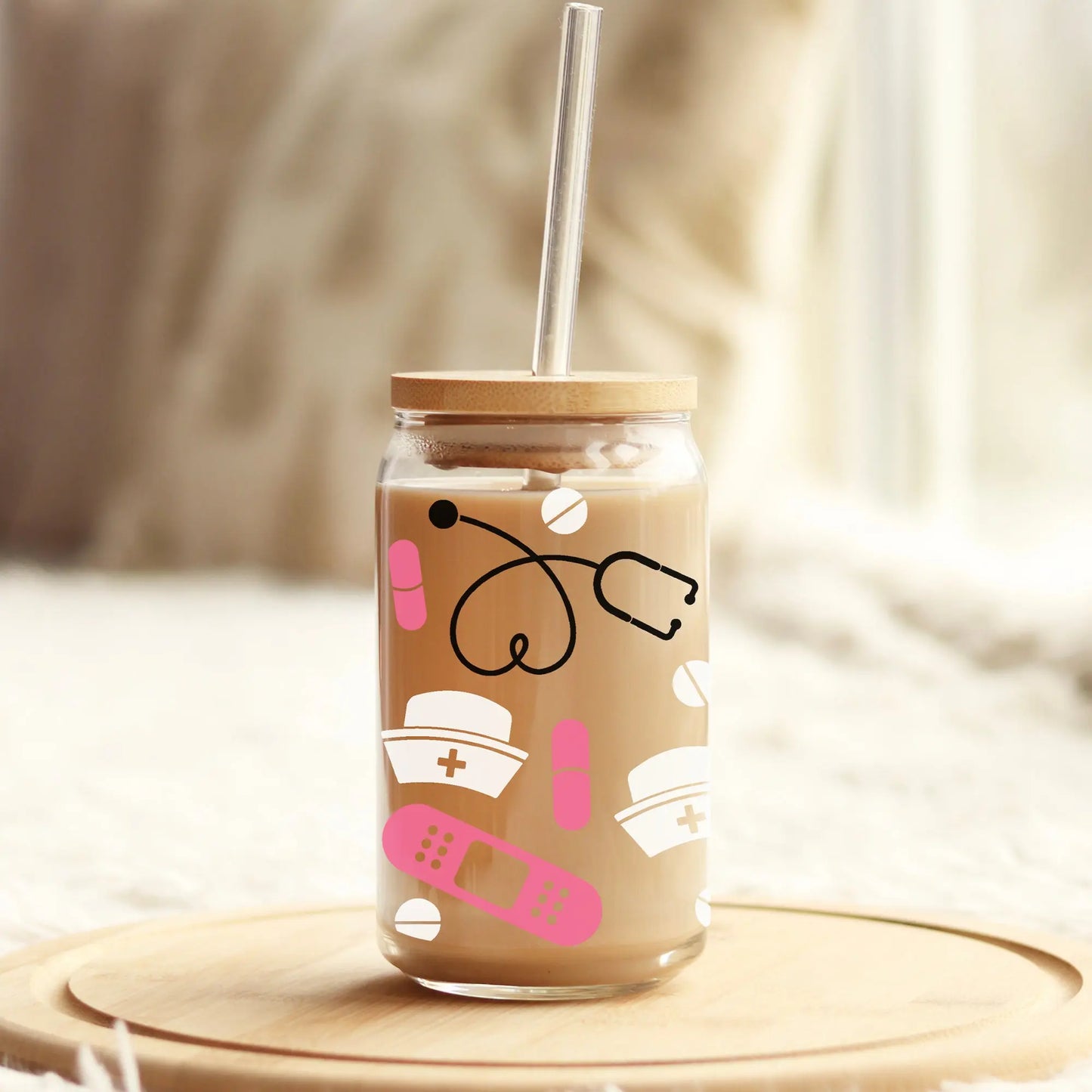 Nurse Life | Coffee Glass | Iced Coffee Glass | Nurse Gift Amazing Faith Designs