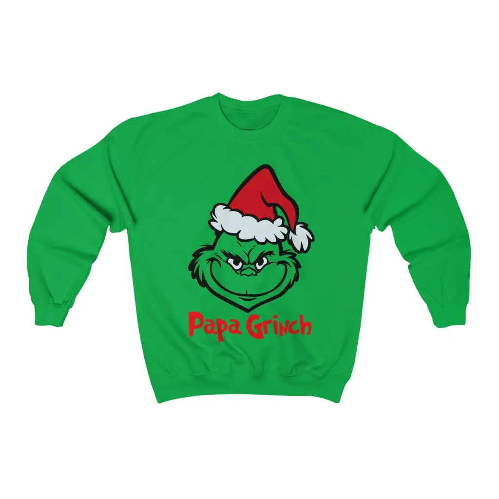 Papa Grinch Crewneck Sweatshirt, Cute Men's Christmas Sweatshirt, Grandpa, Papa, Pawpaw Gift Printify