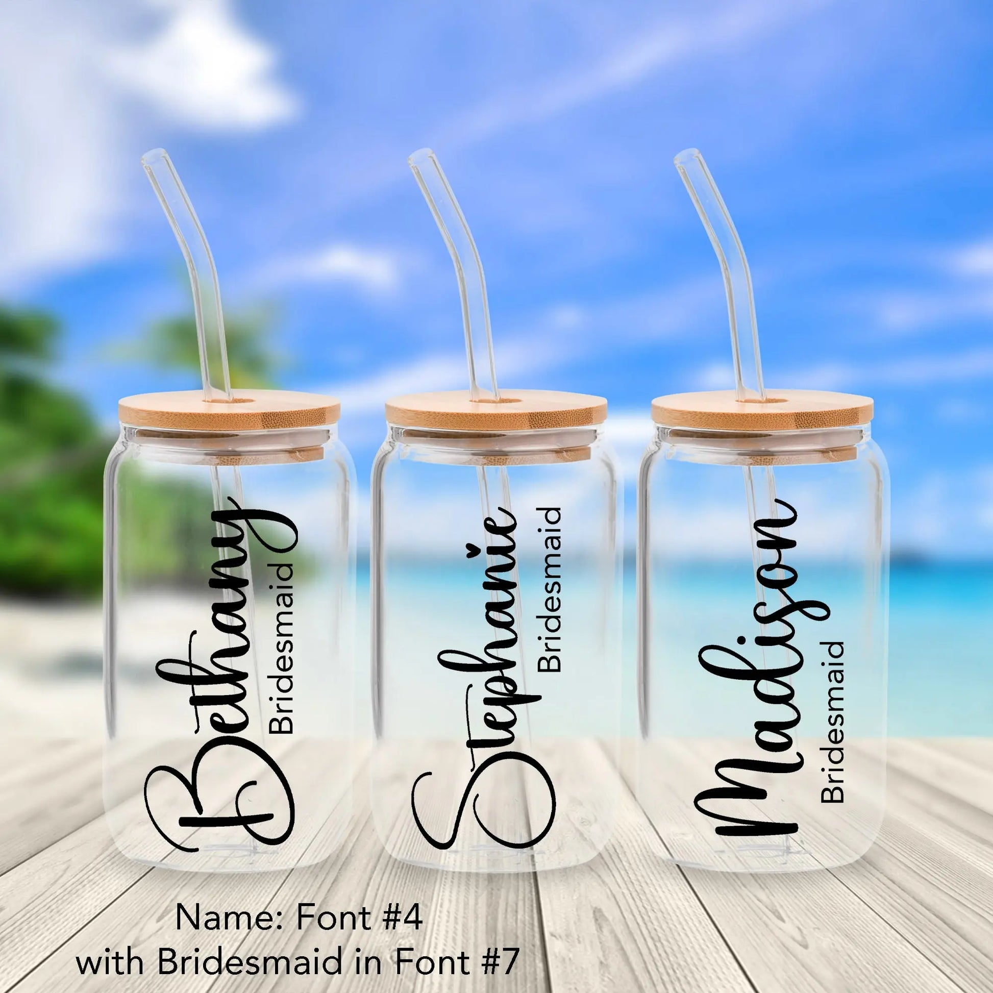 Personalized Glass Can Tumbler with Lid and Straw