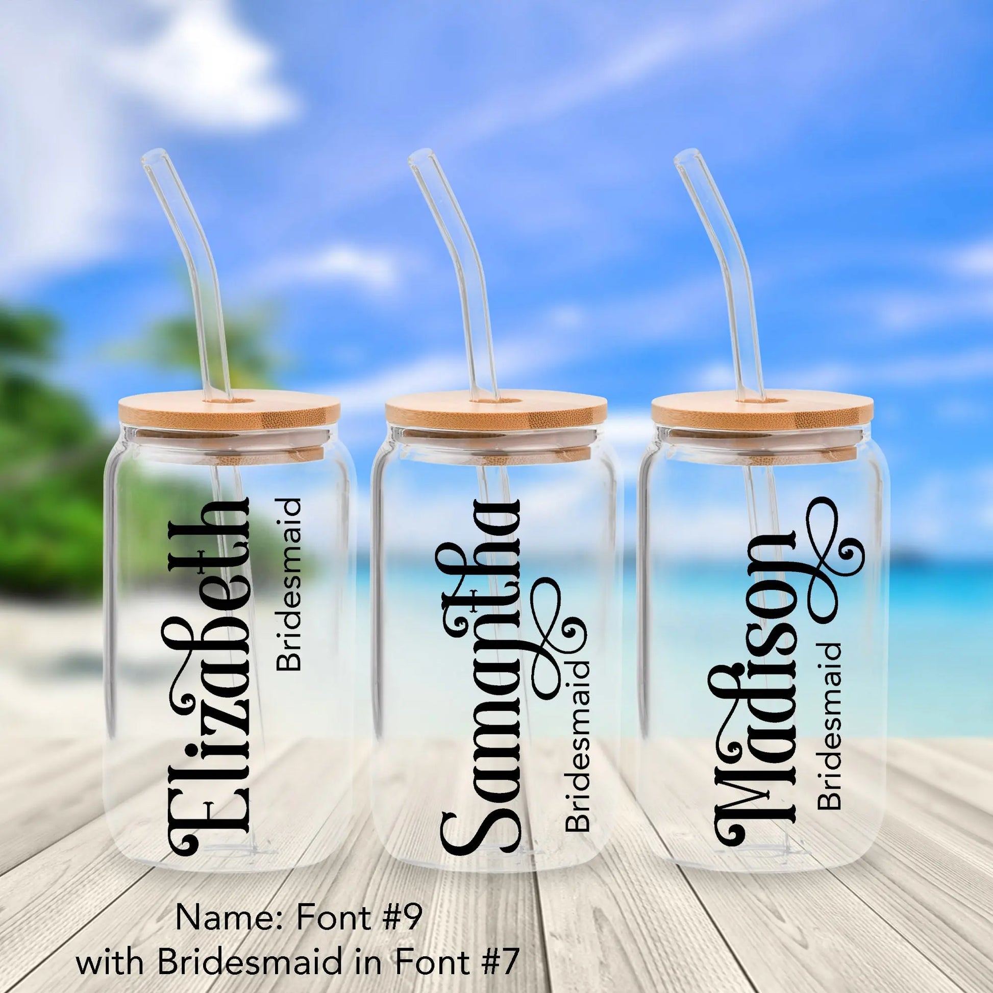Personalized Iced Coffee Glass Can, Bridesmaids Gifts