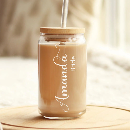 Personalized Glass Can | Coffee Glass | Iced Coffee Glass | Bridesmaids Gifts Amazing Faith Designs