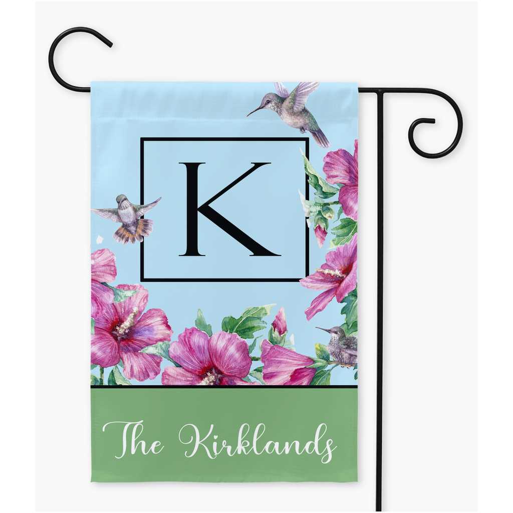 Personalized Monogram Hummingbird Garden Flag | Family Name amazingfaithdesigns