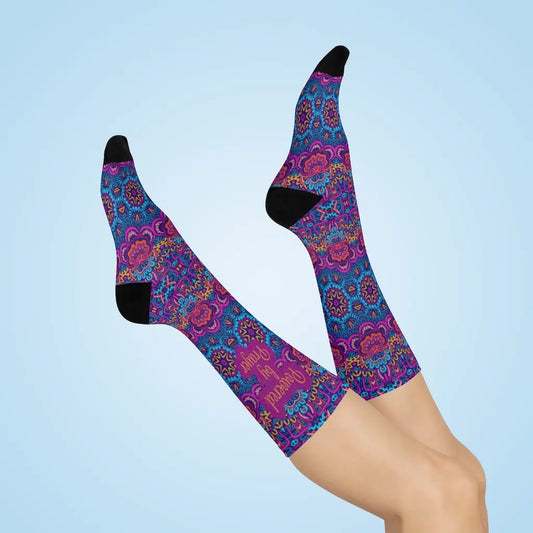 Powered by Prayer Socks, Boho Print | Womens Cute Socks, Christian Socks, Religious Socks Printify