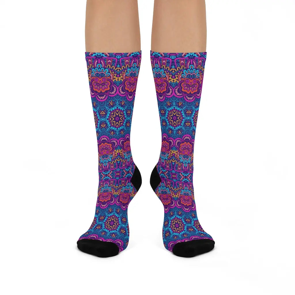 Powered by Prayer Socks, Boho Print | Womens Cute Socks, Christian Socks, Religious Socks Printify