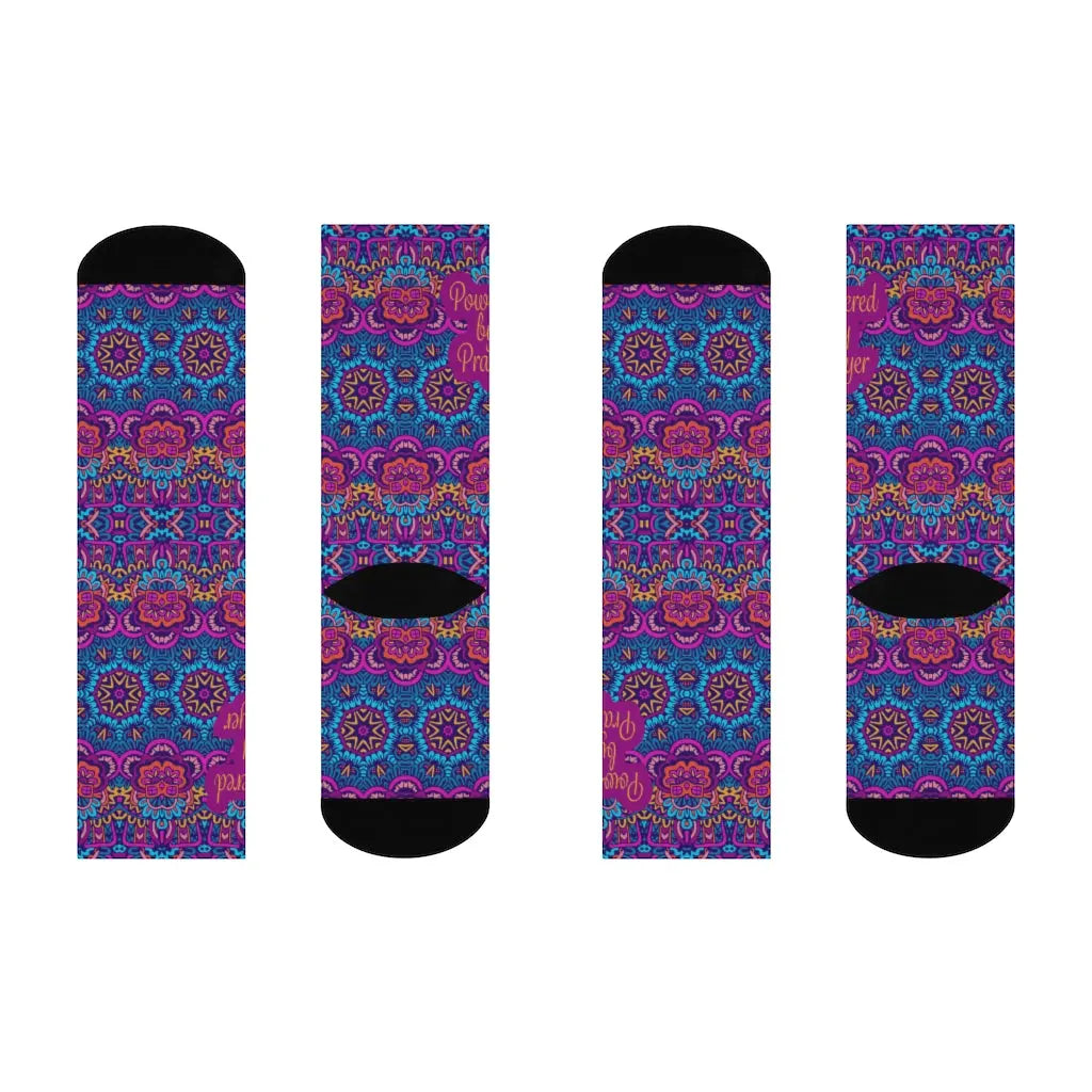 Powered by Prayer Socks, Boho Print | Womens Cute Socks, Christian Socks, Religious Socks Printify