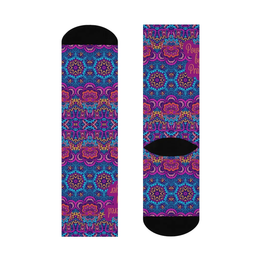 Powered by Prayer Socks, Boho Print | Womens Cute Socks, Christian Socks, Religious Socks Printify