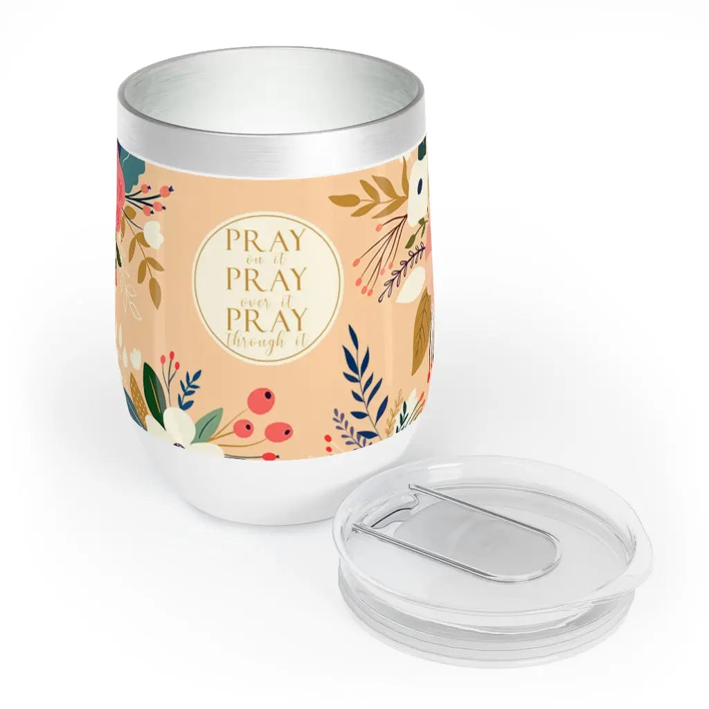 Pray Floral Scripture Chill Wine Tumbler 12 oz Printify