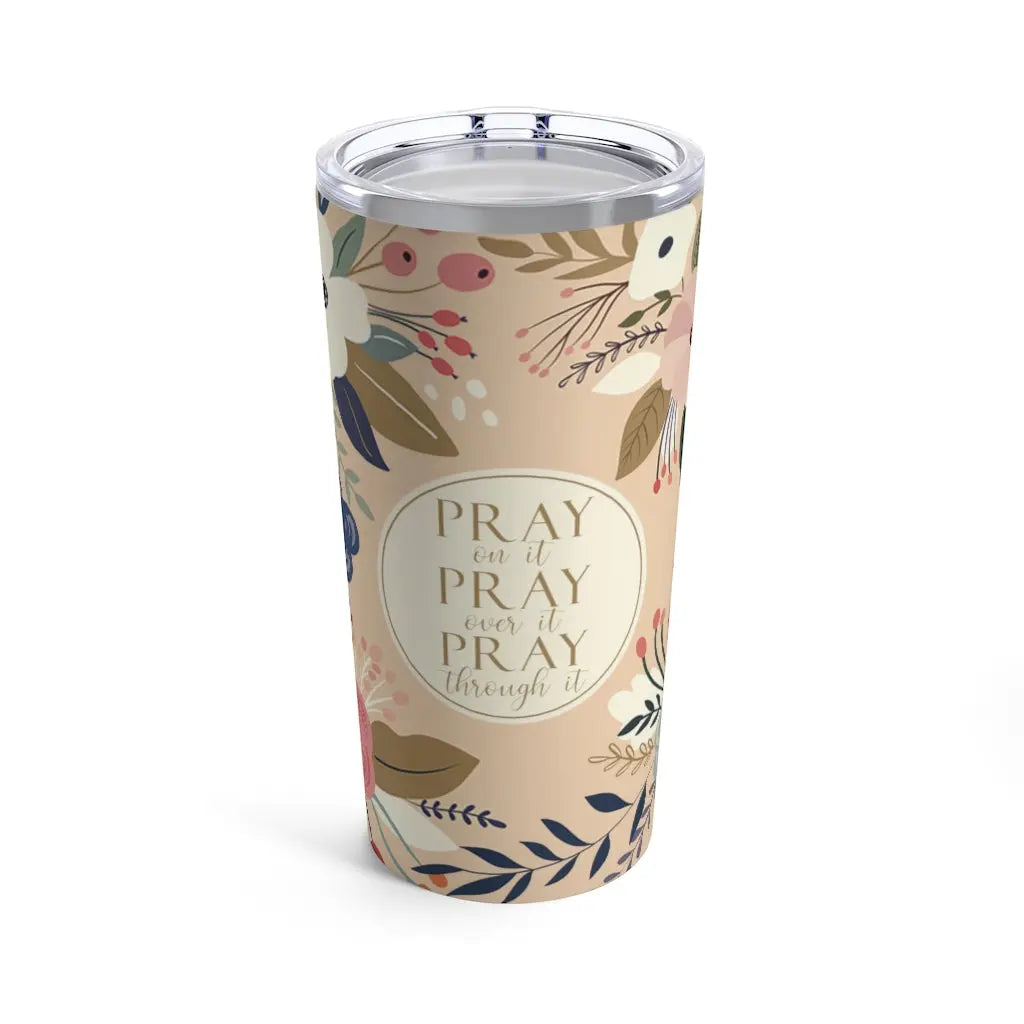 Pray Floral Scripture Tumbler 20oz Printify