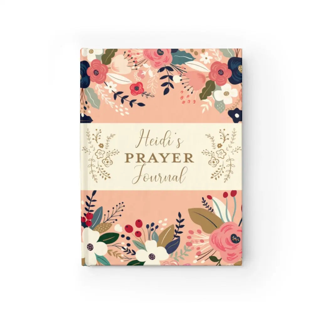 Prayer Journal Personalized Peach Floral - Ruled Line Printify