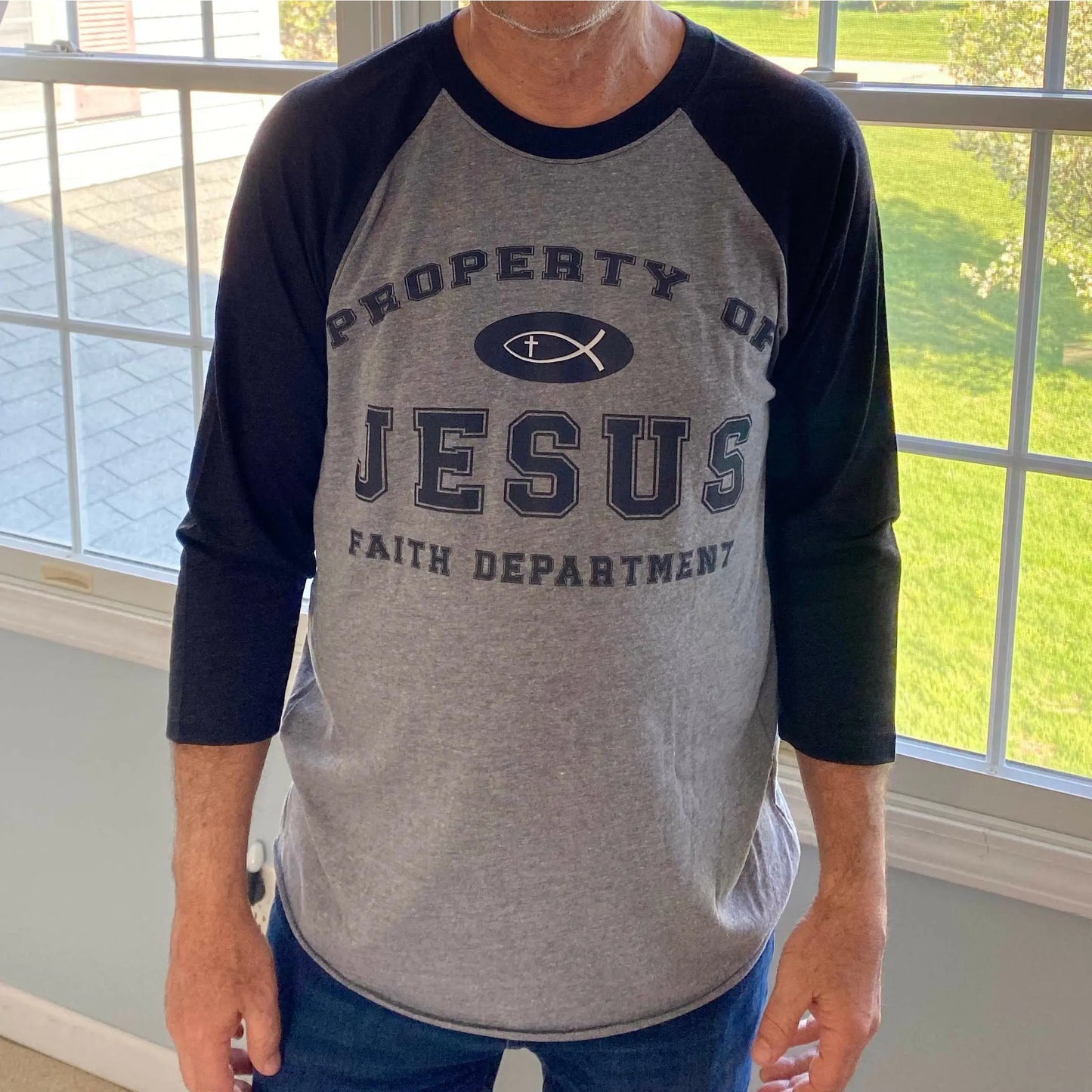 Property of Jesus Unisex Tri-Blend 3\4 Raglan Tee | Father's Day T-shirt Printify