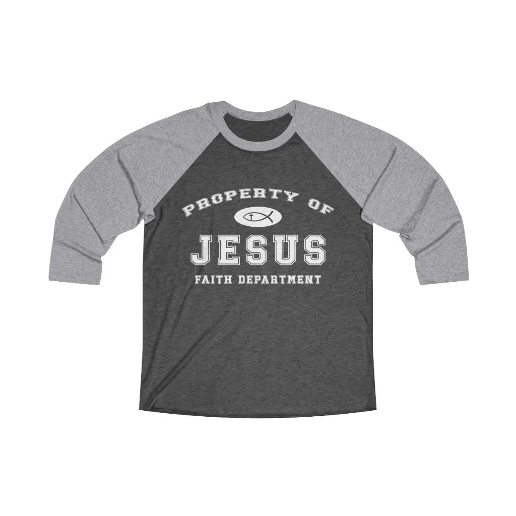 Property of Jesus Unisex Tri-Blend 3\4 Raglan Tee | Father's Day T-shirt Printify