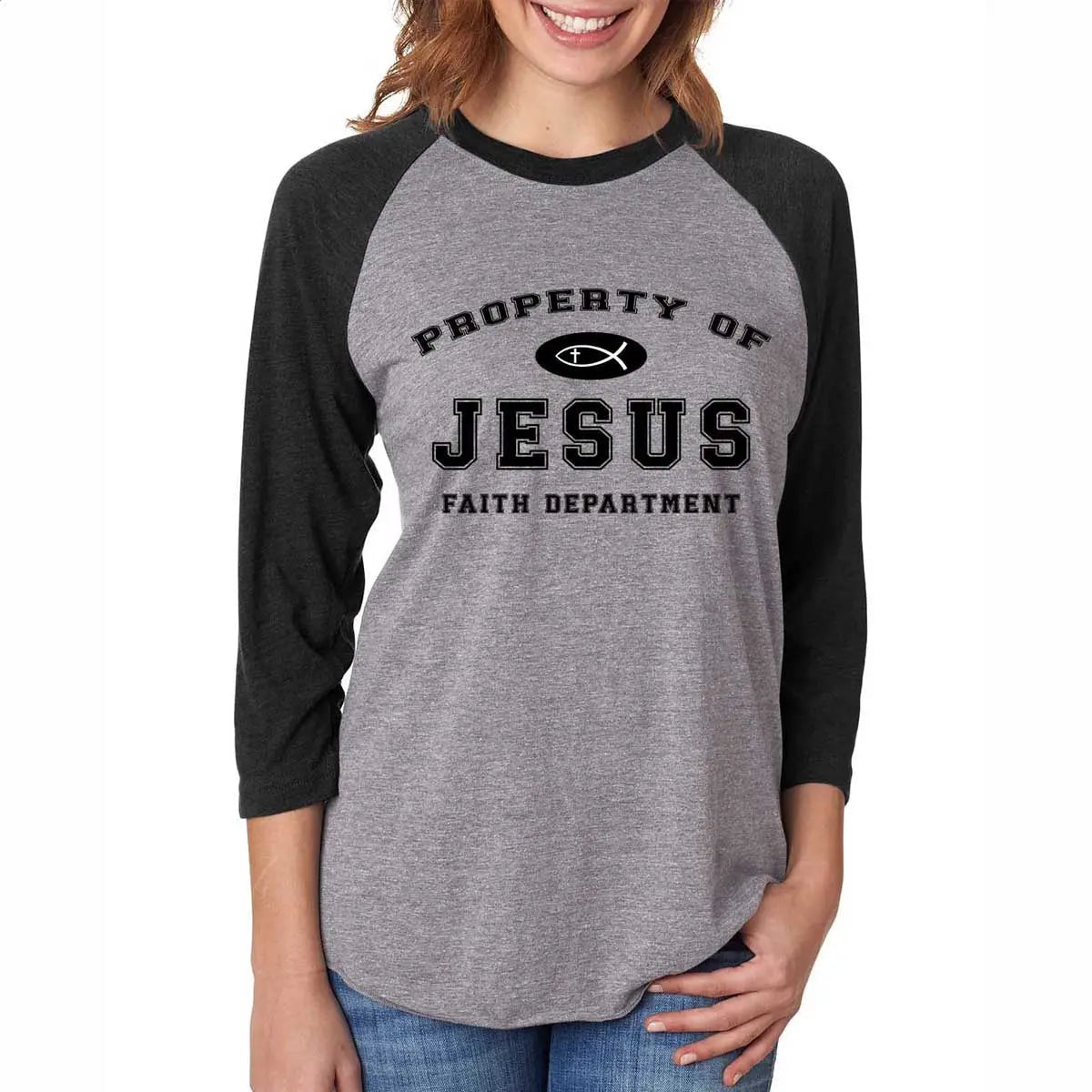 Property of Jesus Unisex Tri-Blend 3\4 Raglan Tee | Father's Day T-shirt Printify