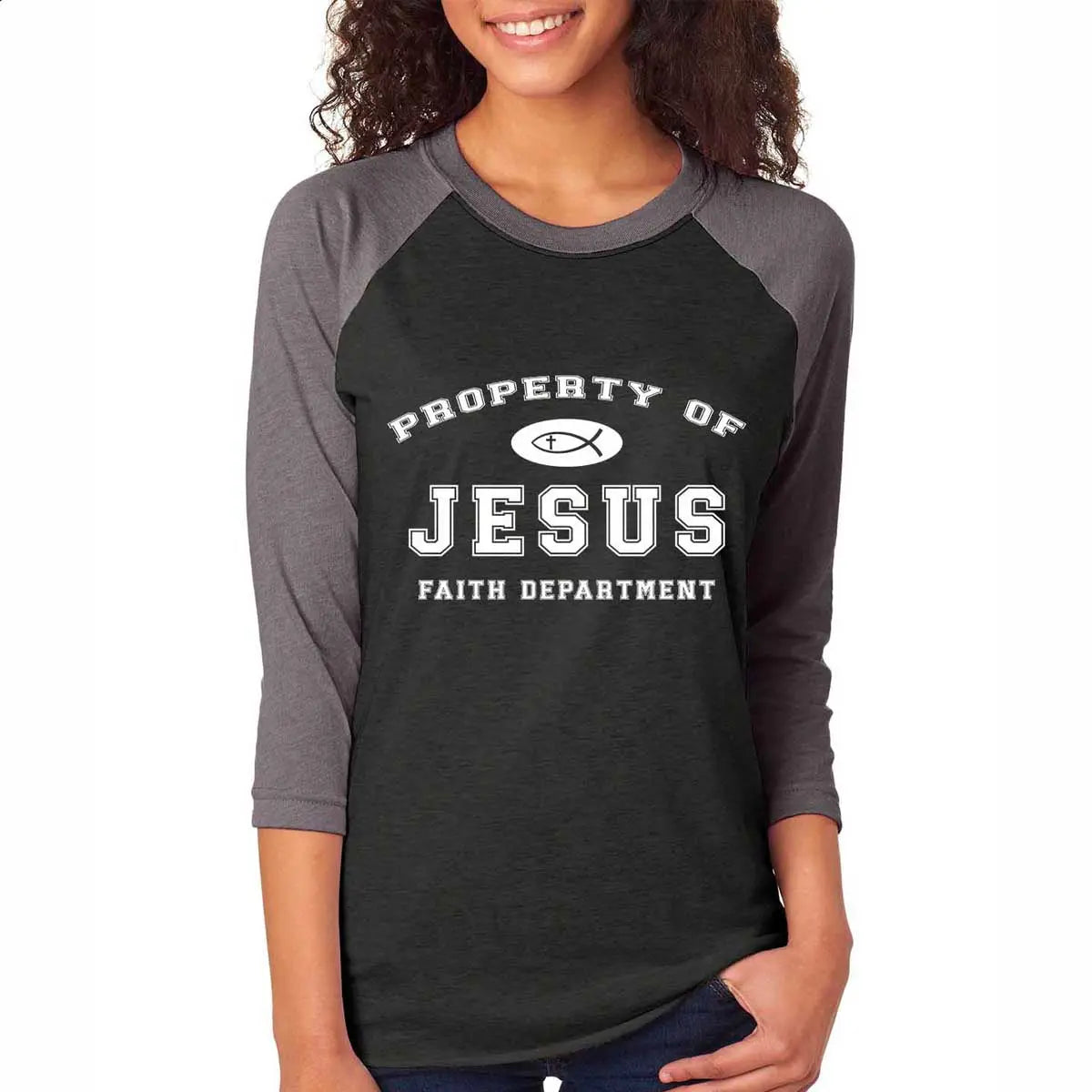 Property of Jesus Unisex Tri-Blend 3\4 Raglan Tee | Father's Day T-shirt Printify