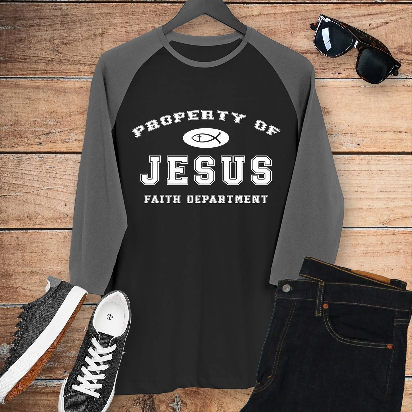 Property of Jesus Unisex Tri-Blend 3\4 Raglan Tee | Father's Day T-shirt Printify