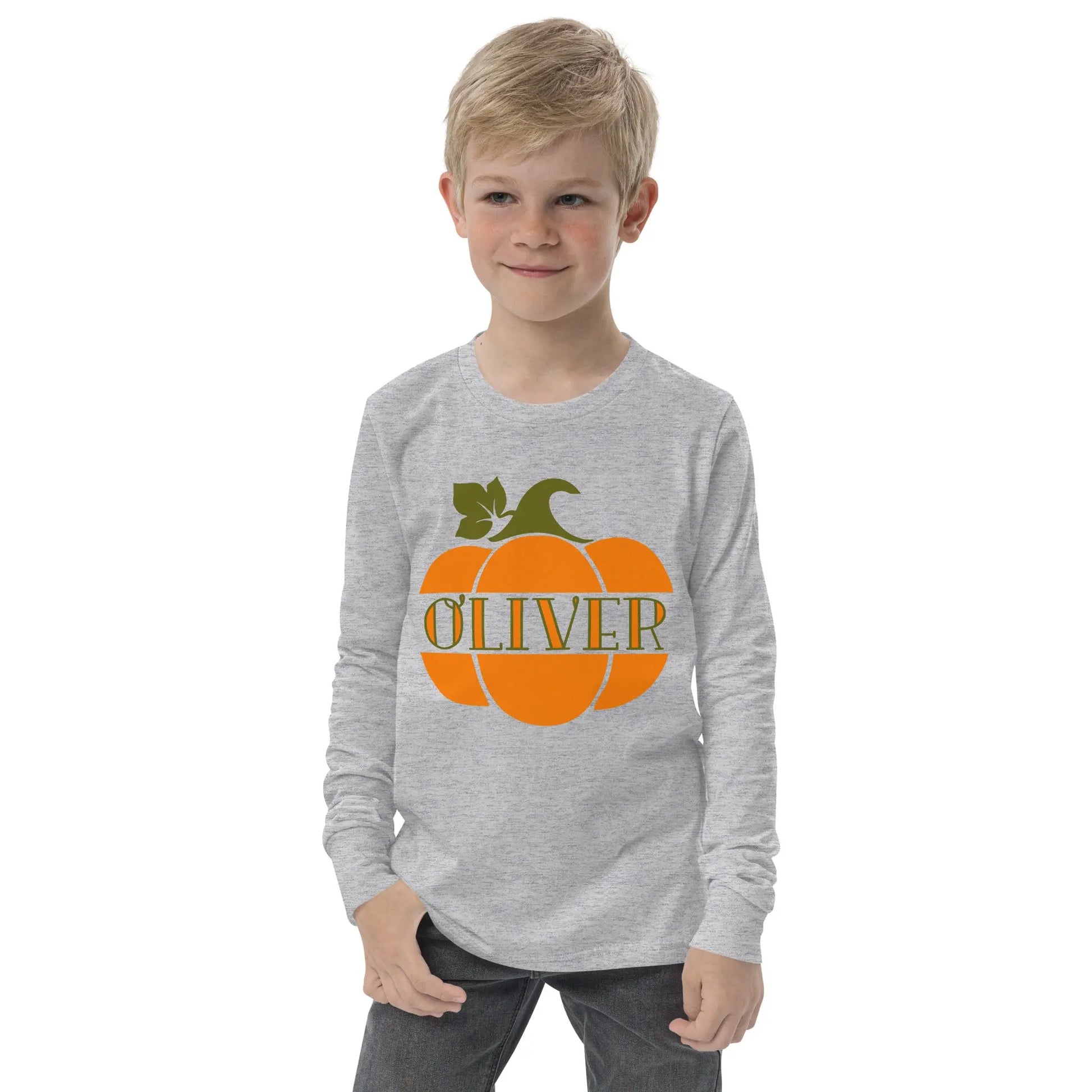 Pumpkin Name Youth Long Sleeve Shirt - Boys Amazing Faith Designs