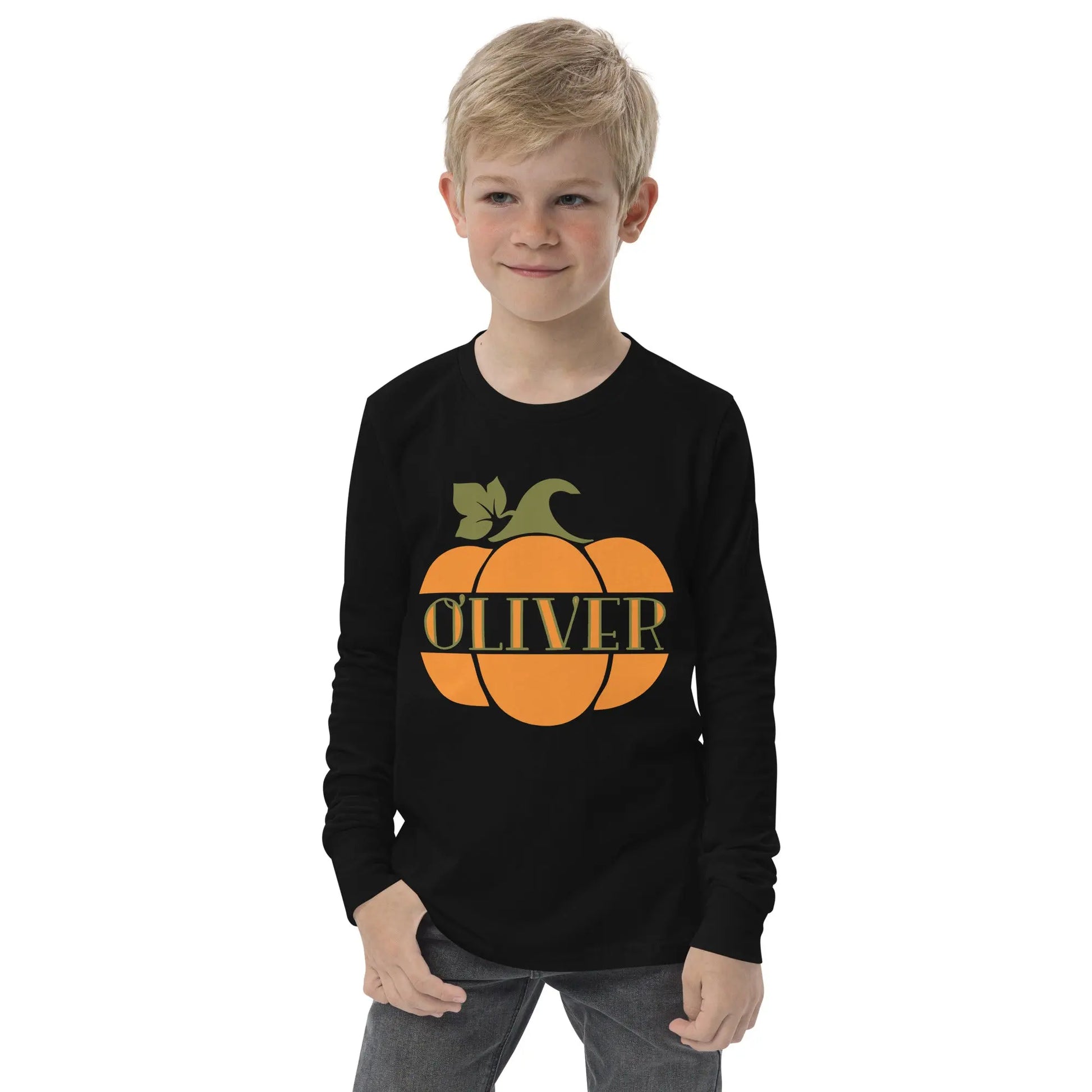 Pumpkin Name Youth Long Sleeve Shirt - Boys Amazing Faith Designs