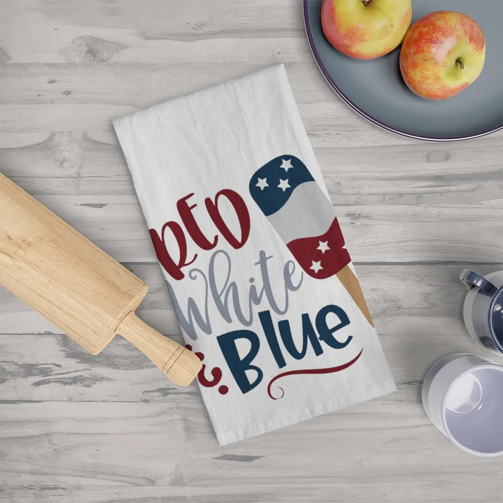 Red White and Blue Tea Towel, Patriotic Kitchen Towel, Fourth of July Dish Towel, Cute Kitchen Towel Printify