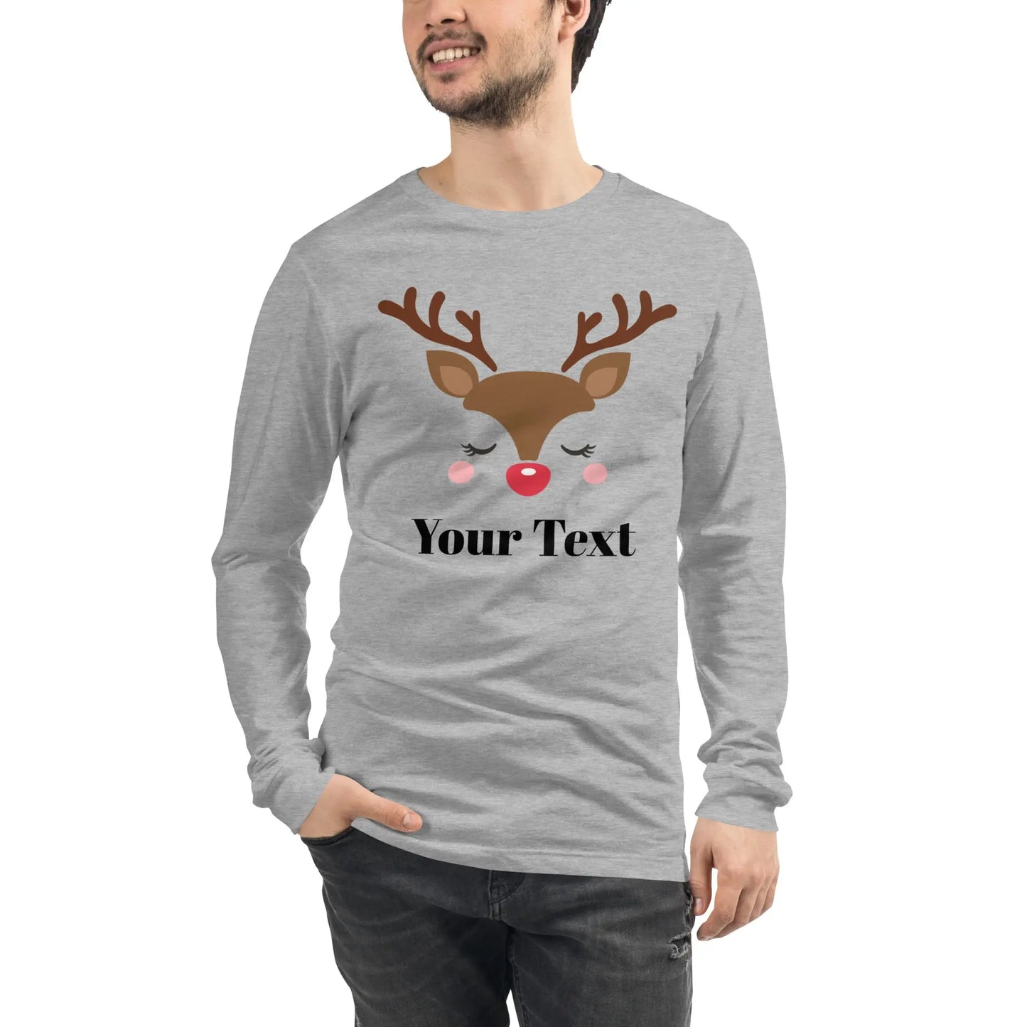 Reindeer Personalized Long Sleeve Tee - Men's Amazing Faith Designs