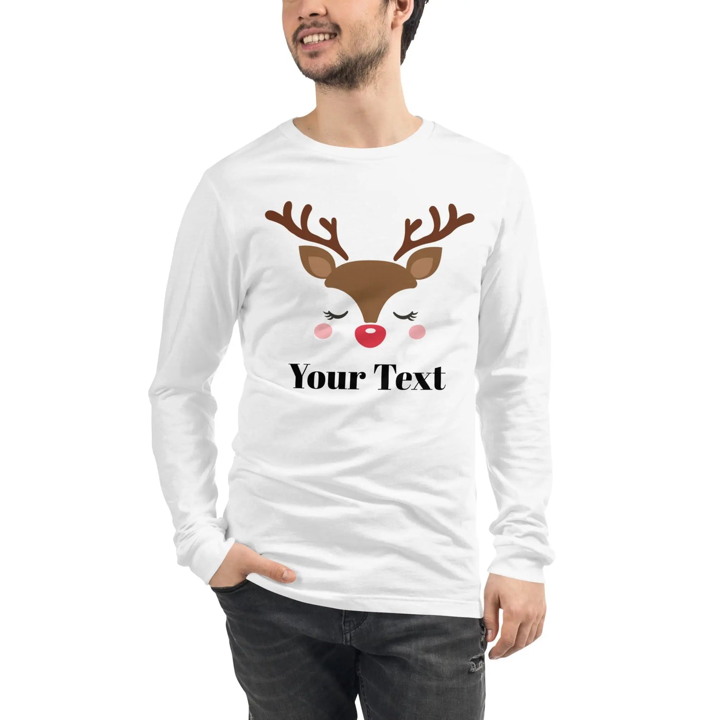 Reindeer Personalized Long Sleeve Tee - Men's Amazing Faith Designs