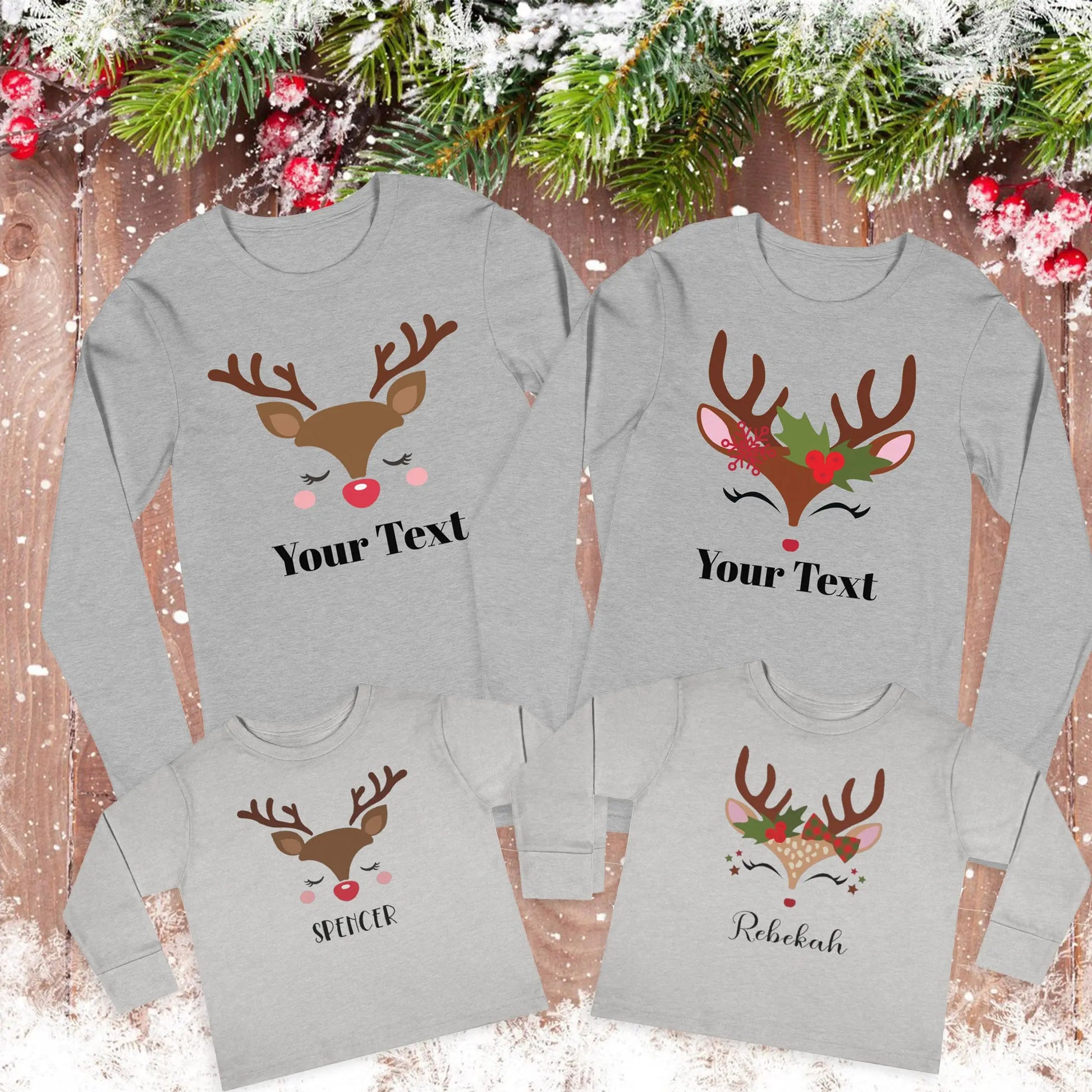 Reindeer Personalized Long Sleeve Tee - Women's Amazing Faith Designs