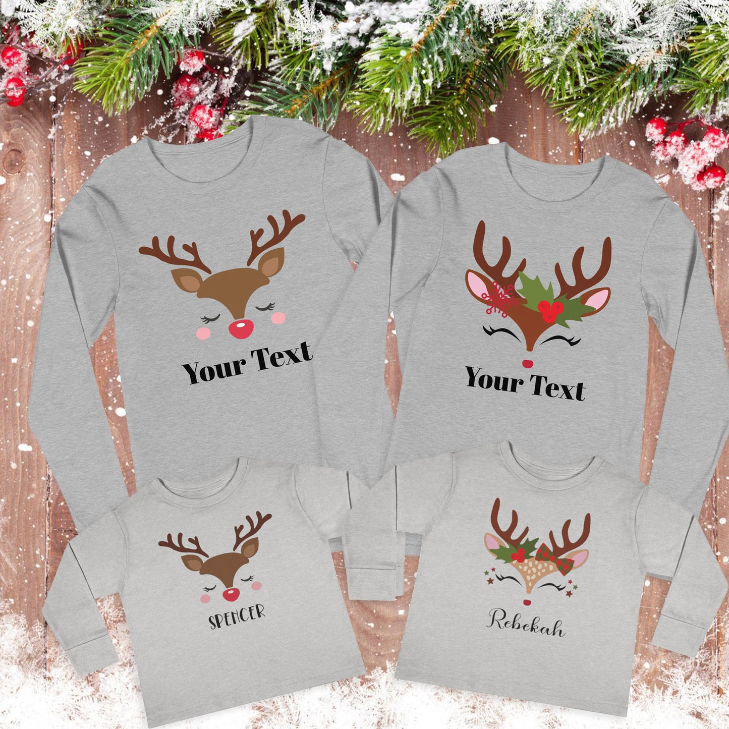 Reindeer Christmas Personalized Long Sleeve Onesie - Baby Boy - Amazing Faith Designs