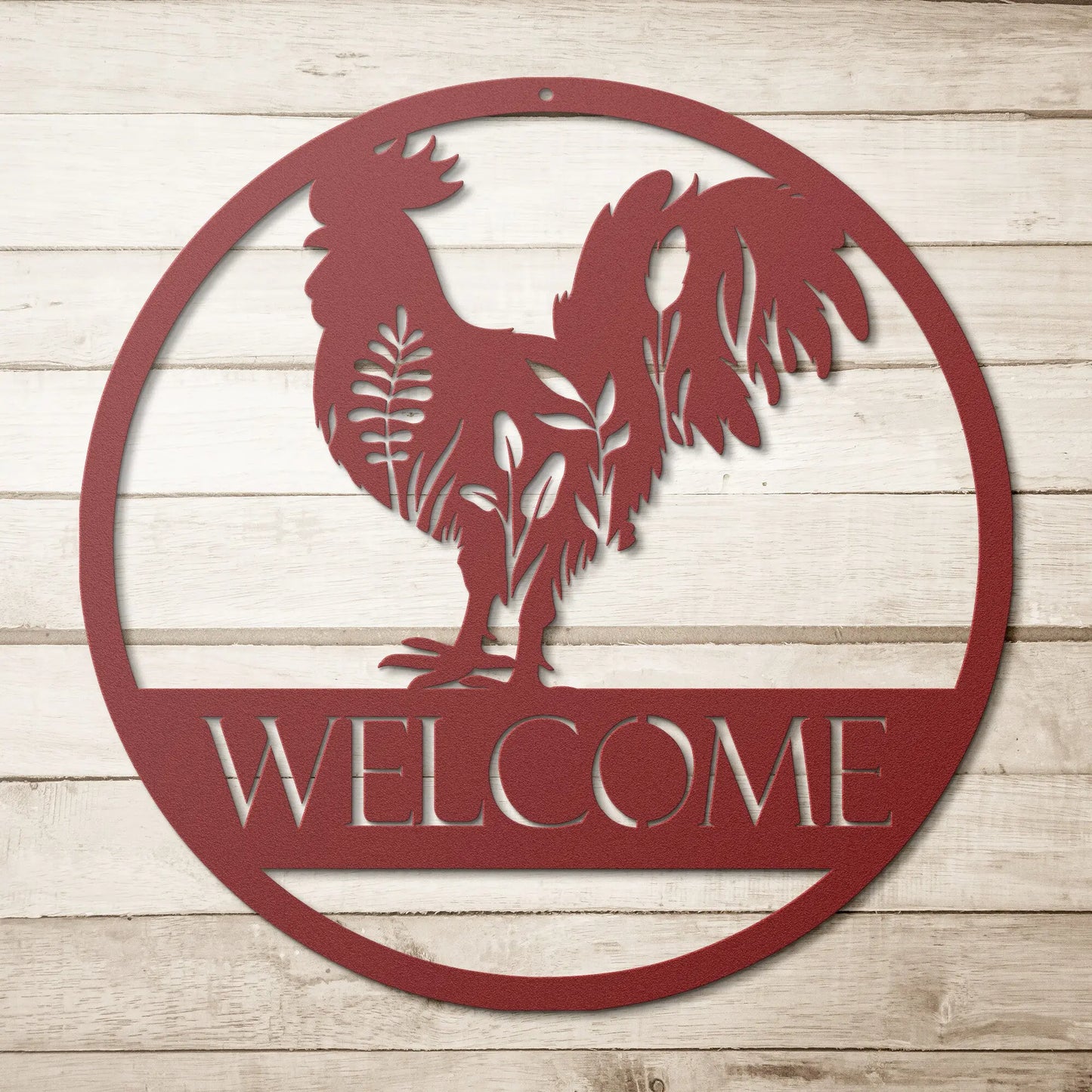 Rooster Chicken Welcome Metal Sign Art Metal Wall Art | Craftsman Metal | Custom Name Sign teelaunch