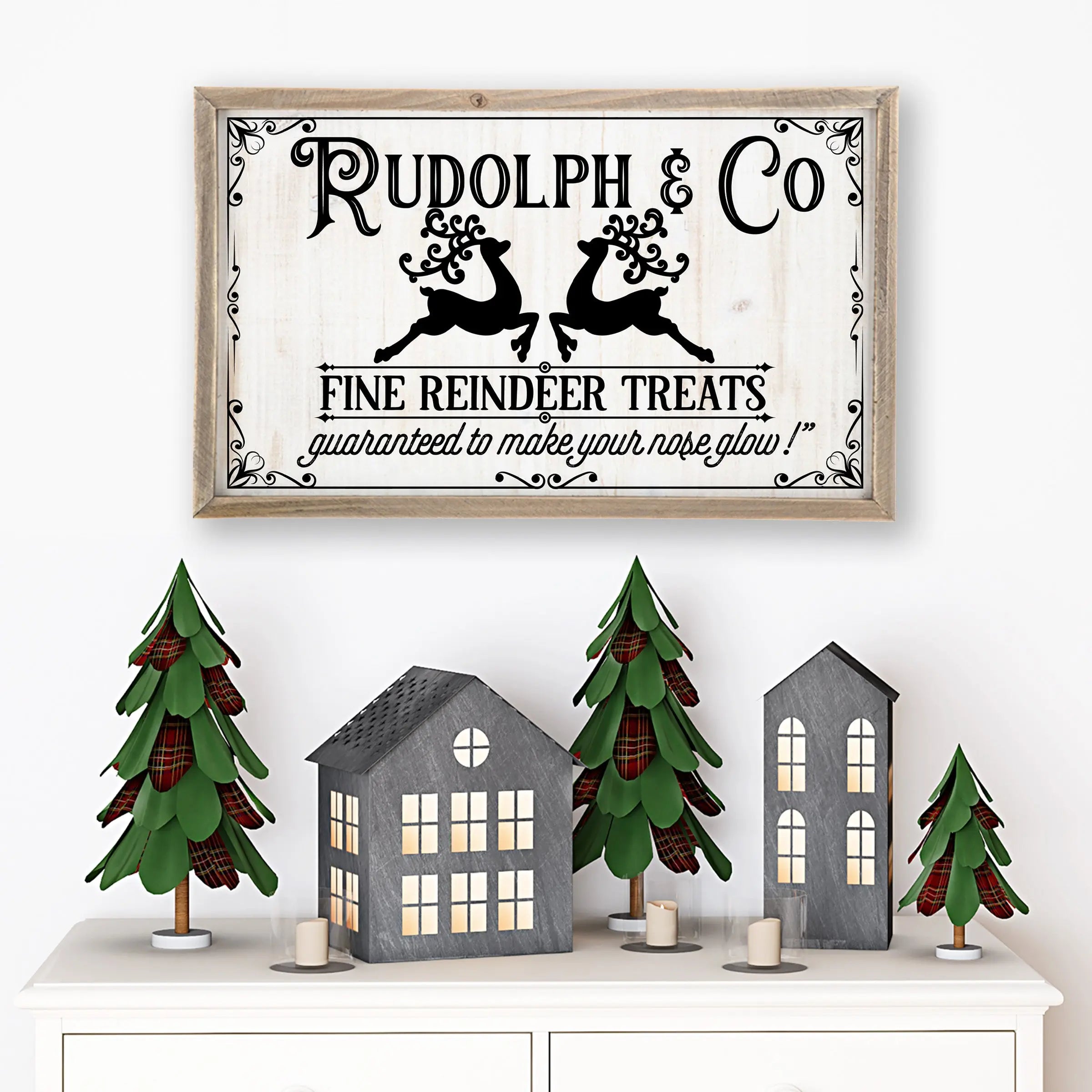 Rudolph and Co Rustic Wood Frame Sign, Custom Christmas Wall Art ...