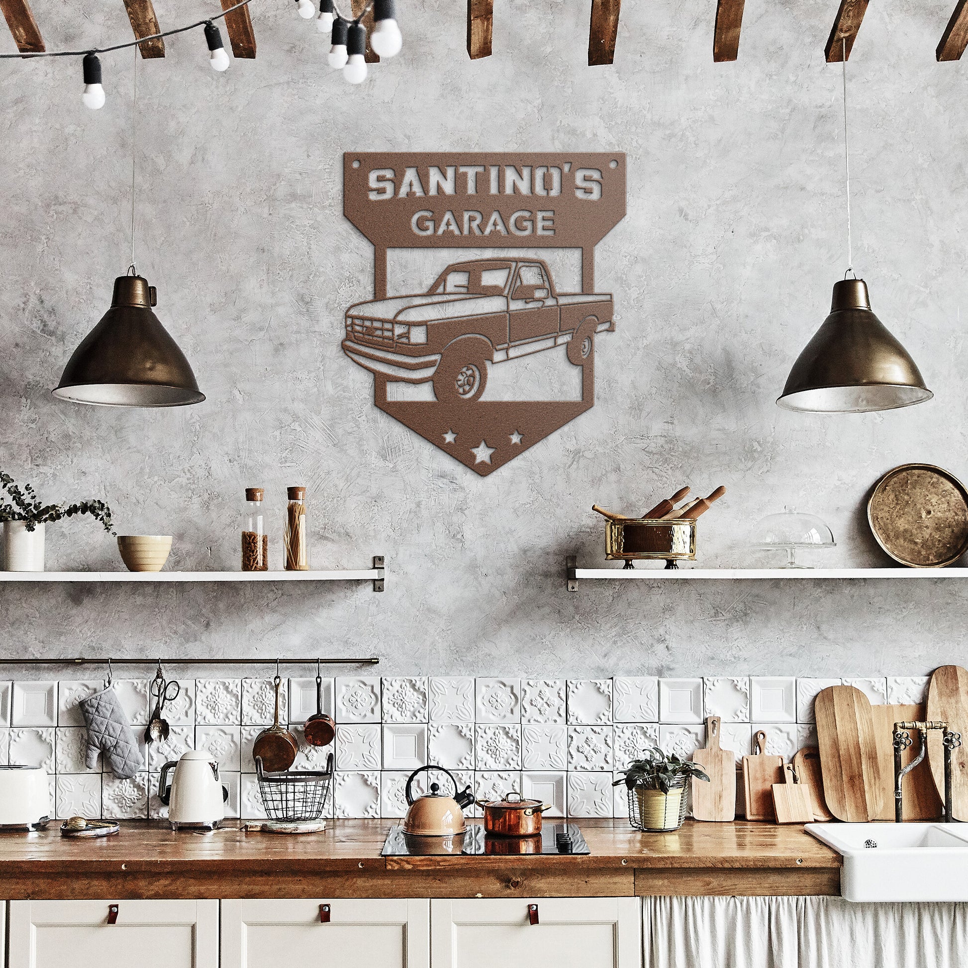 Santino's Garage Ford F150 Metal Sign teelaunch