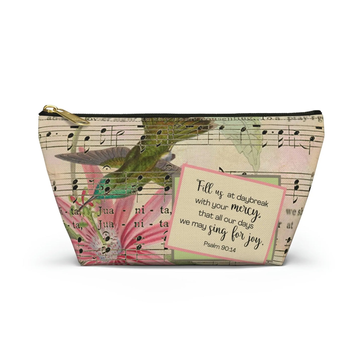Sing For Joy Makeup Accessory Pouch w T-bottom - Vintage Hummingbird Printify