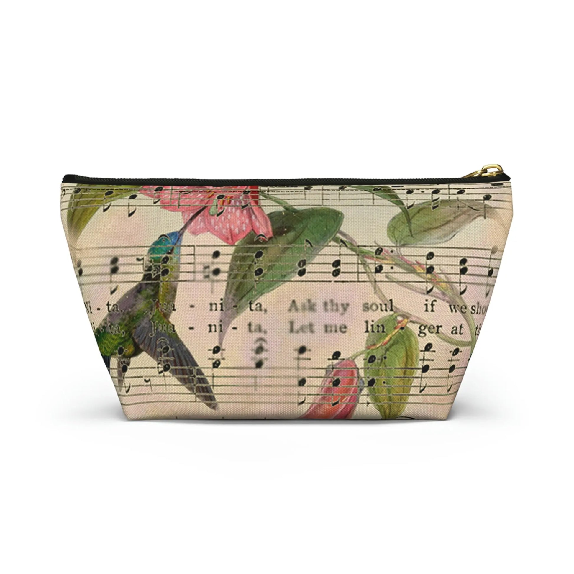 Sing For Joy Makeup Accessory Pouch w T-bottom - Vintage Hummingbird Printify