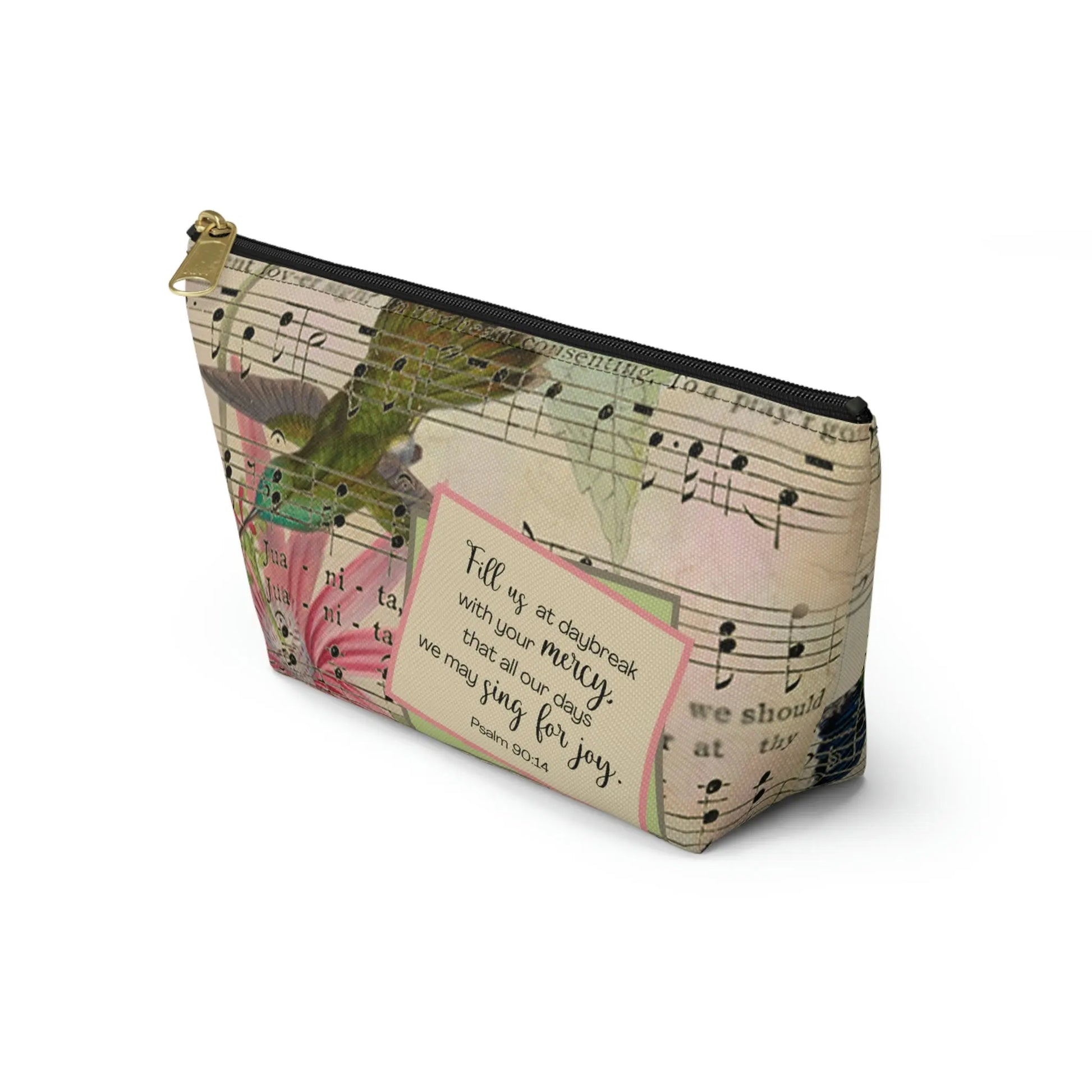 Sing For Joy Makeup Accessory Pouch w T-bottom - Vintage Hummingbird Printify