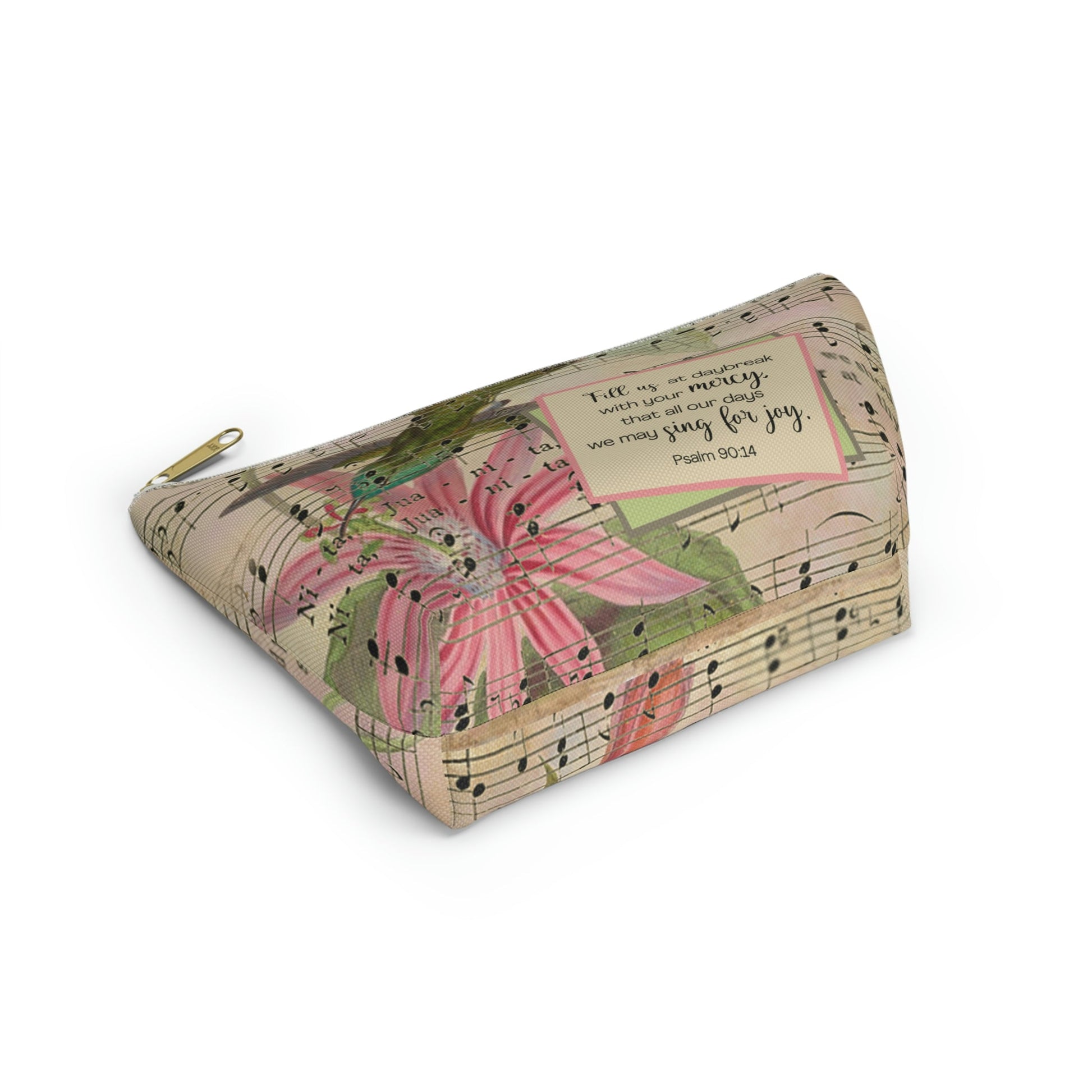 Sing For Joy Makeup Accessory Pouch w T-bottom - Vintage Hummingbird Printify