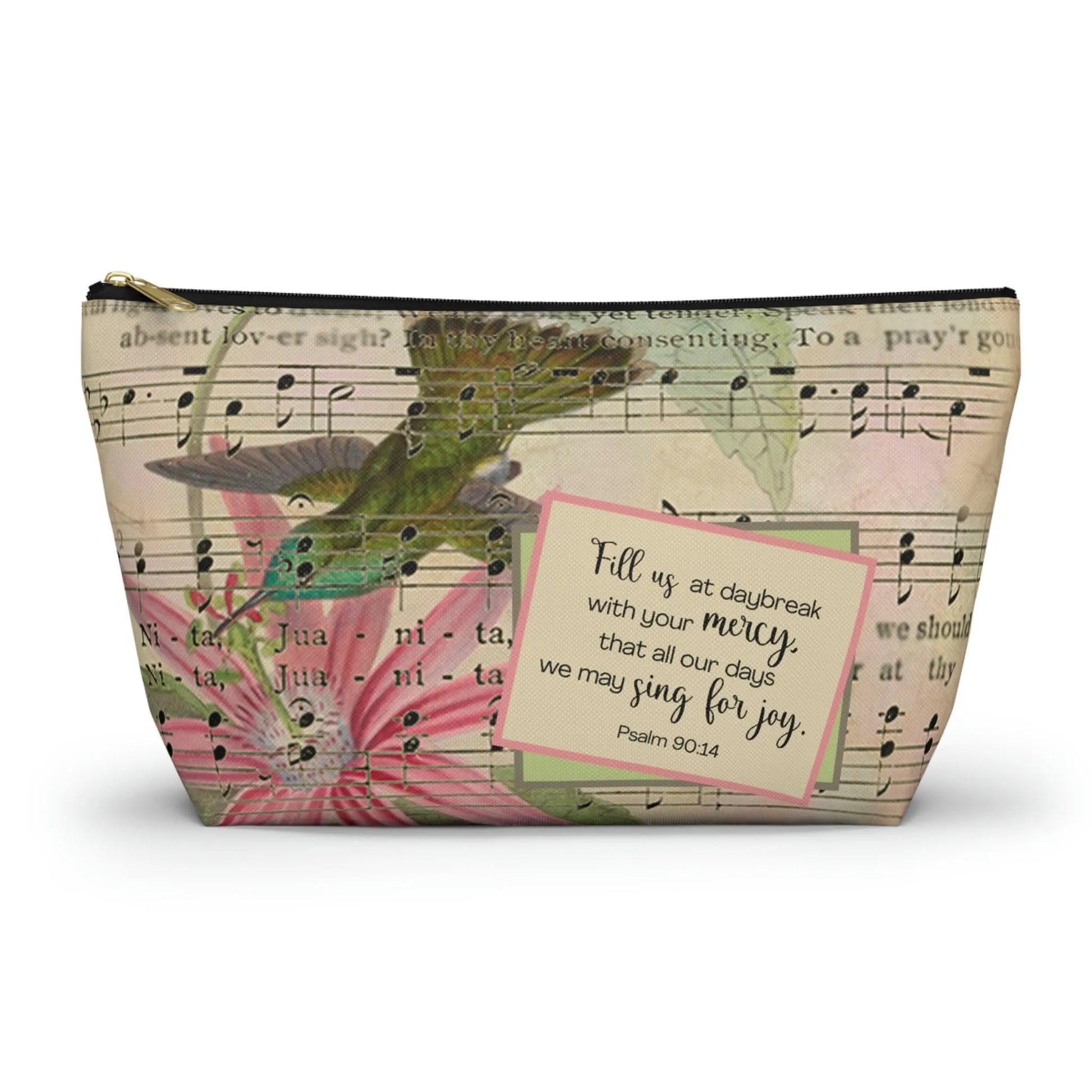 Sing For Joy Makeup Accessory Pouch w T-bottom - Vintage Hummingbird Printify