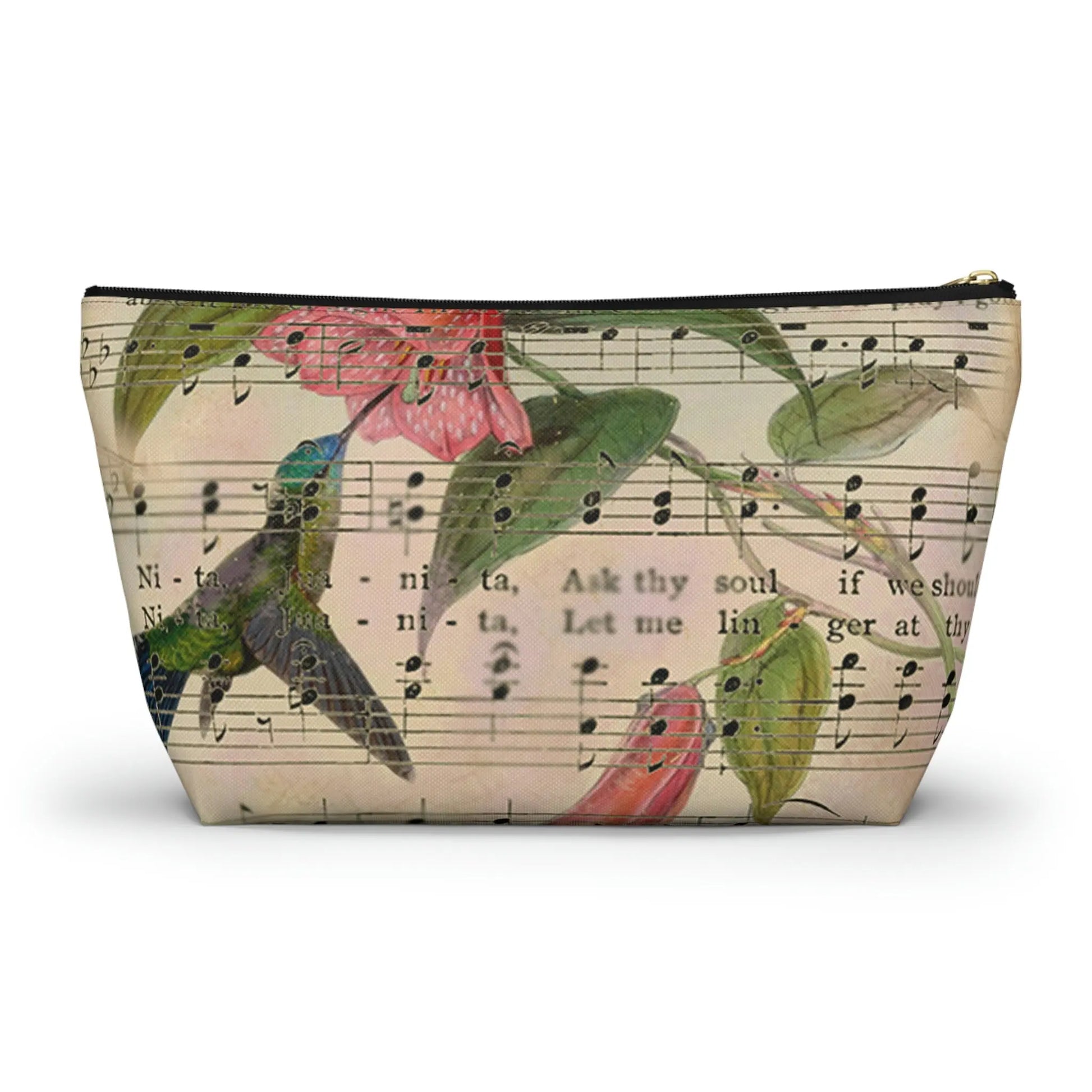 Sing For Joy Makeup Accessory Pouch w T-bottom - Vintage Hummingbird Printify
