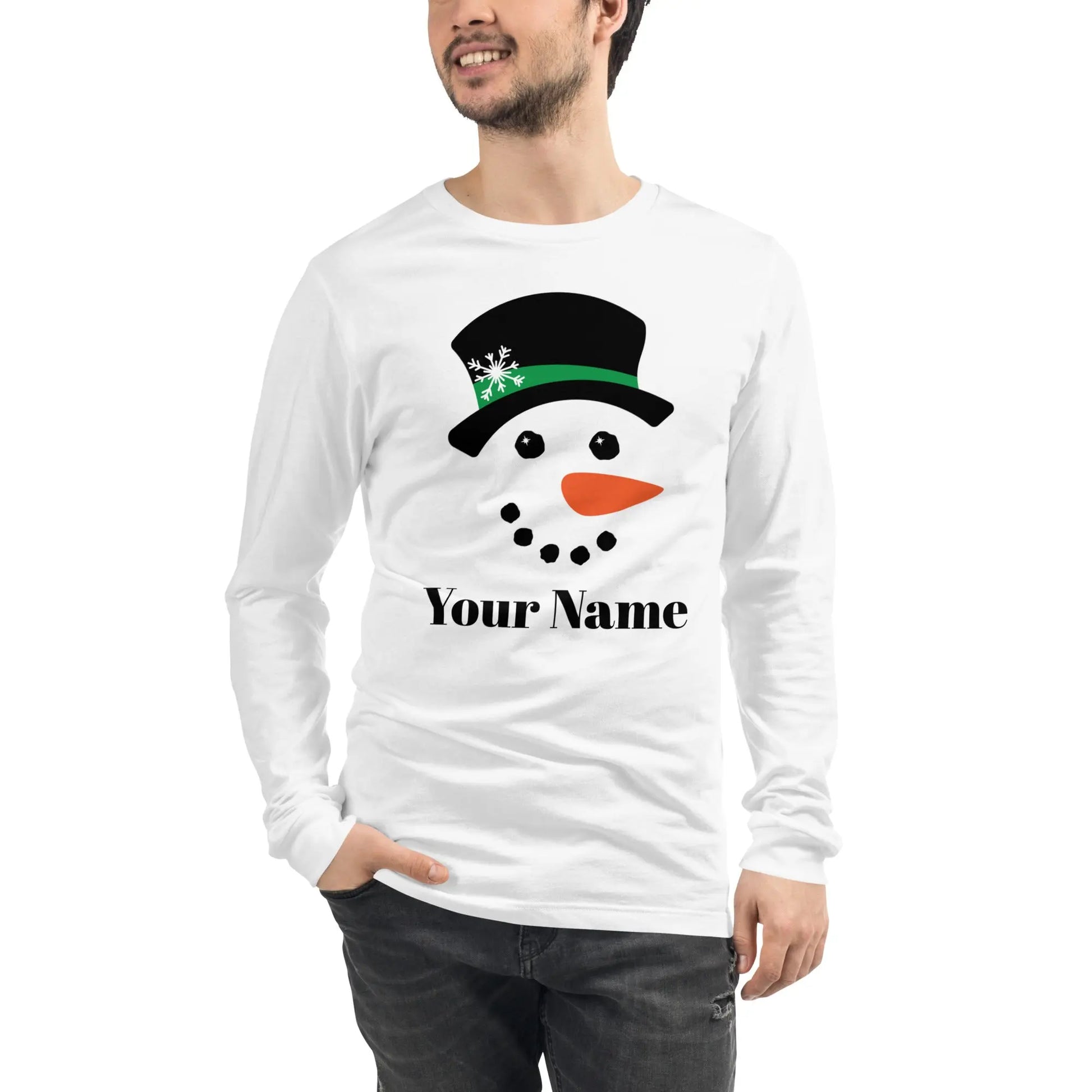 Snowman Personalized Unisex Long Sleeve Tee - Men's Amazing Faith Designs
