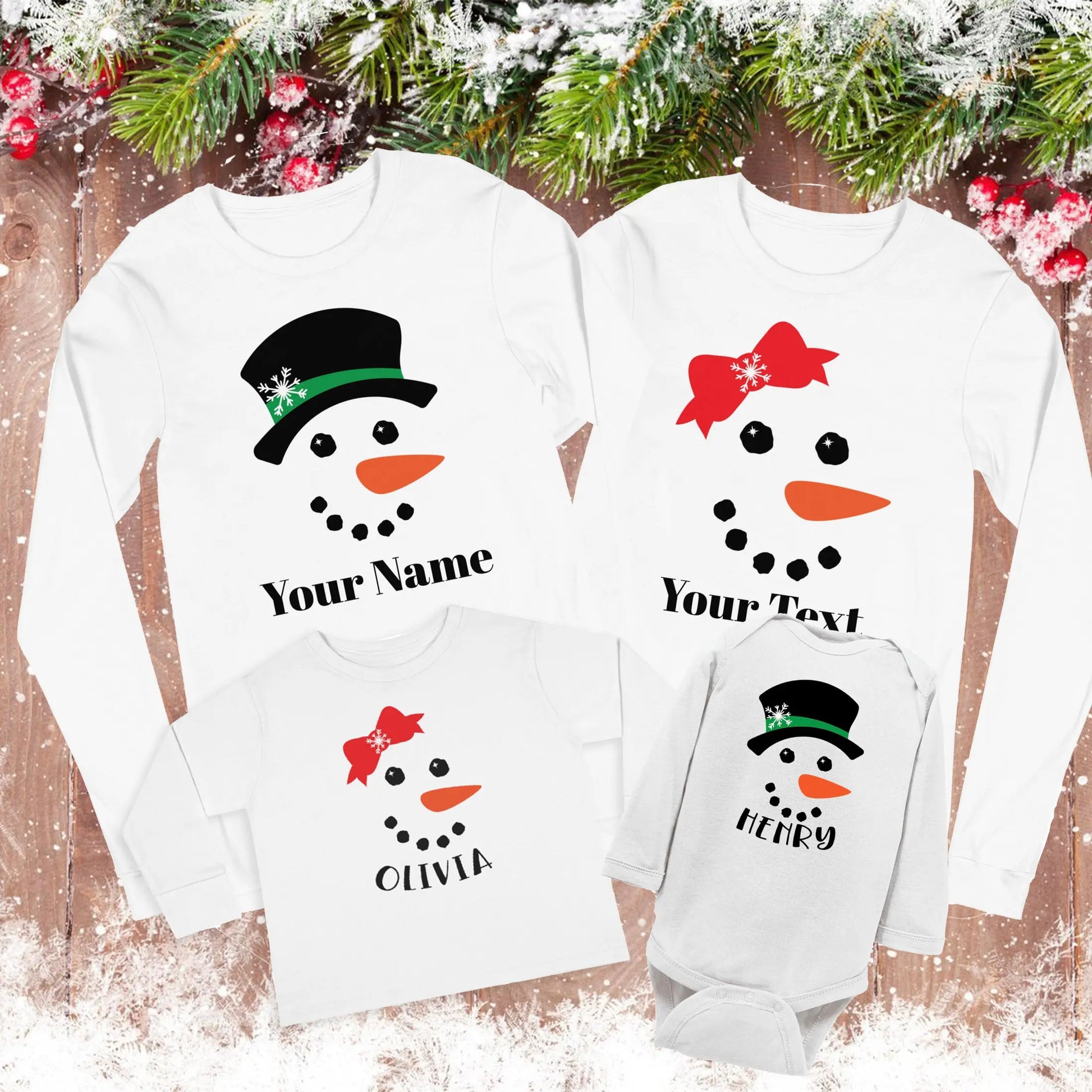 Snowman Personalized Youth Long Sleeve Tee Amazing Faith Designs