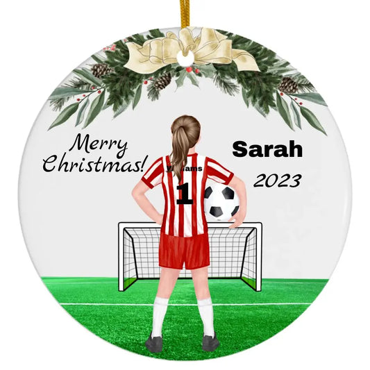 Soccer Player Personalized Christmas Ornament - Boy or Girl Printify
