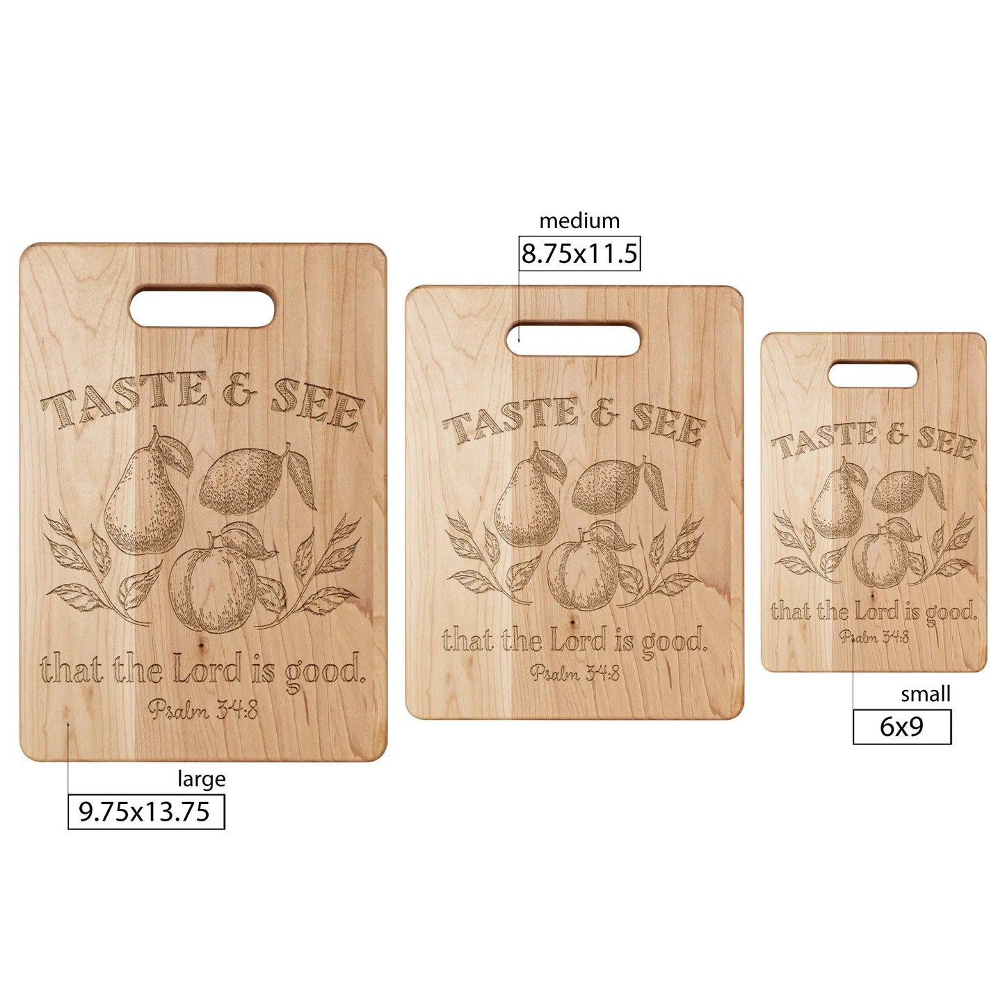 Taste and See Maple Cutting Board | Psalm 34:8 teelaunch