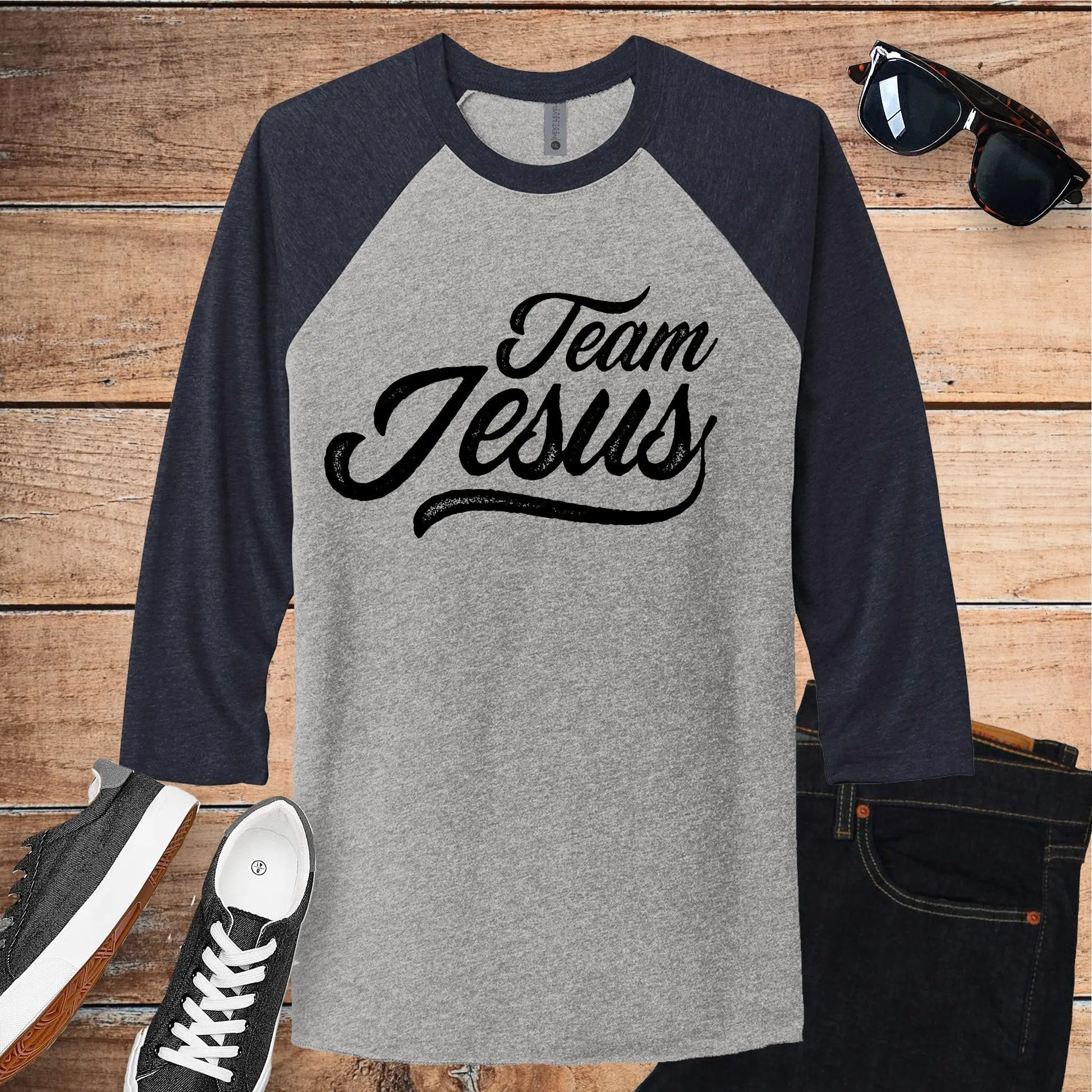 Team Jesus Unisex 3/4 Raglan Sleeve Shirt CustomCat