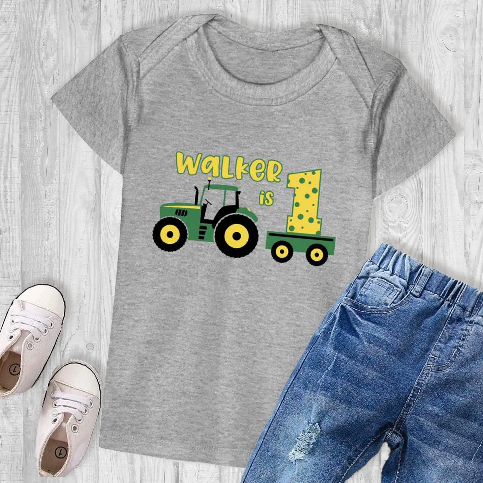 Tractor Personalized Organic Baby T-Shirt SPOD